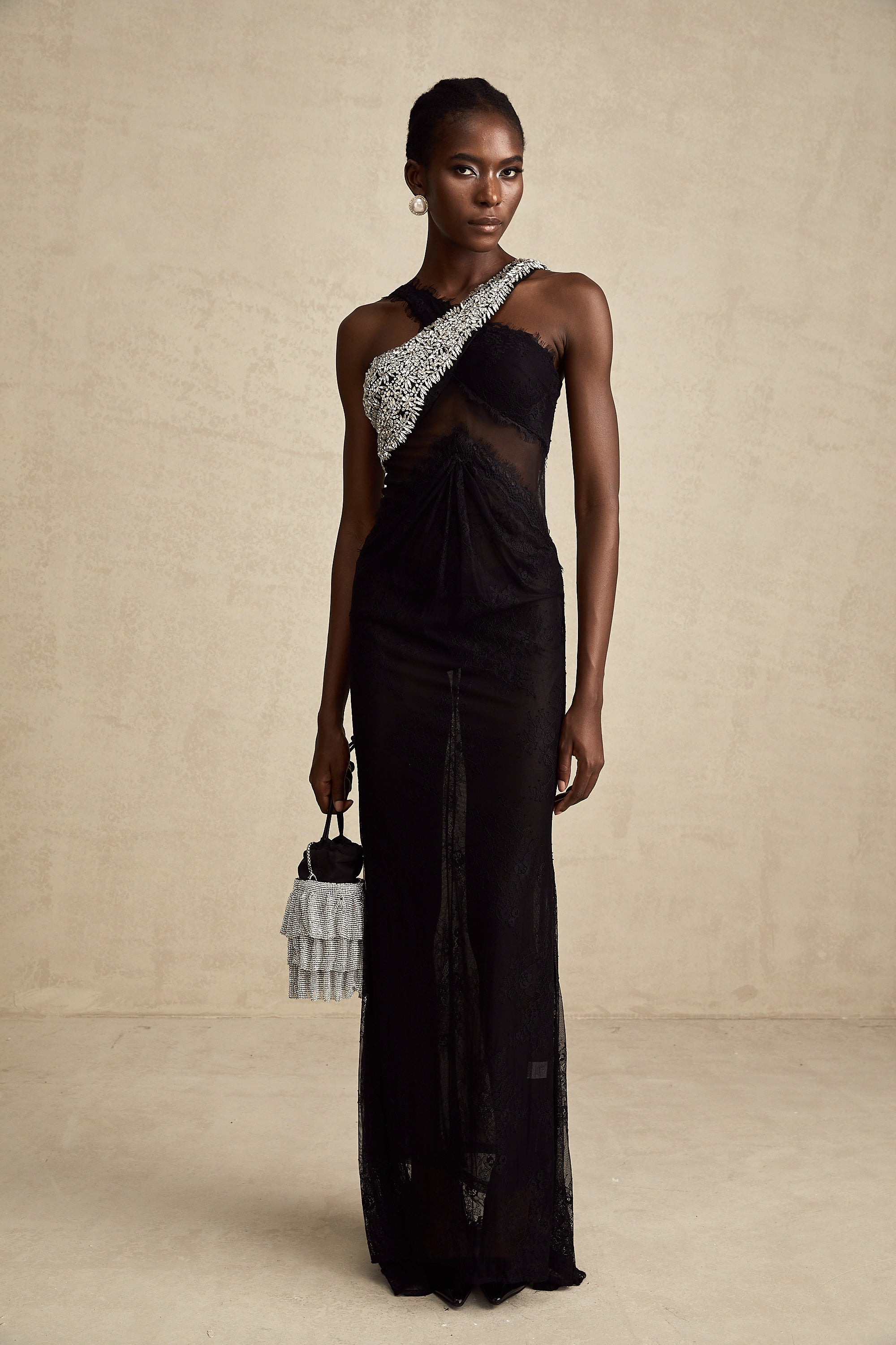 Irène black crossover crystal-embellished maxi dress (Final Sale-US Only)