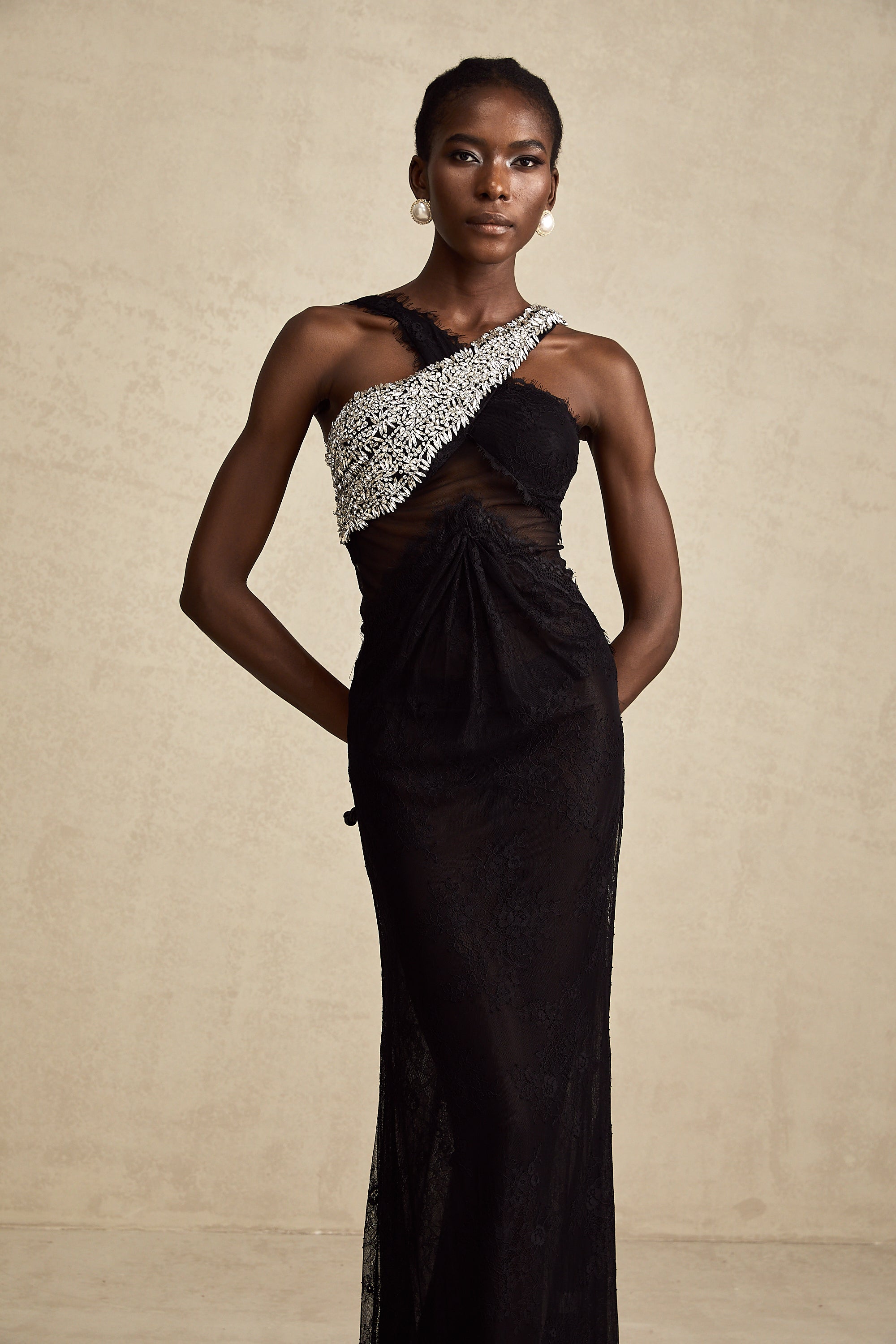 Irène black crossover crystal-embellished maxi dress (Final Sale-US Only)