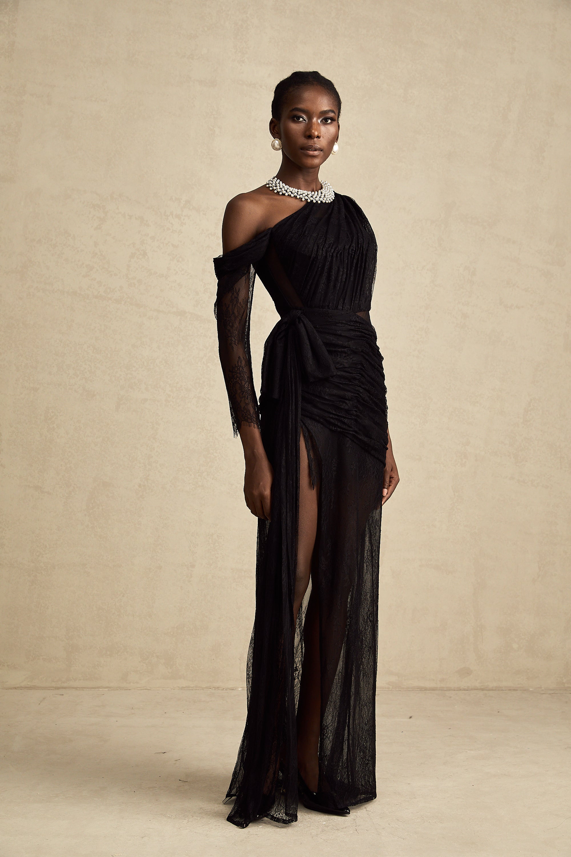 Jeanne black one-shoulder cut-out maxi dress (Final Sale-US Only)