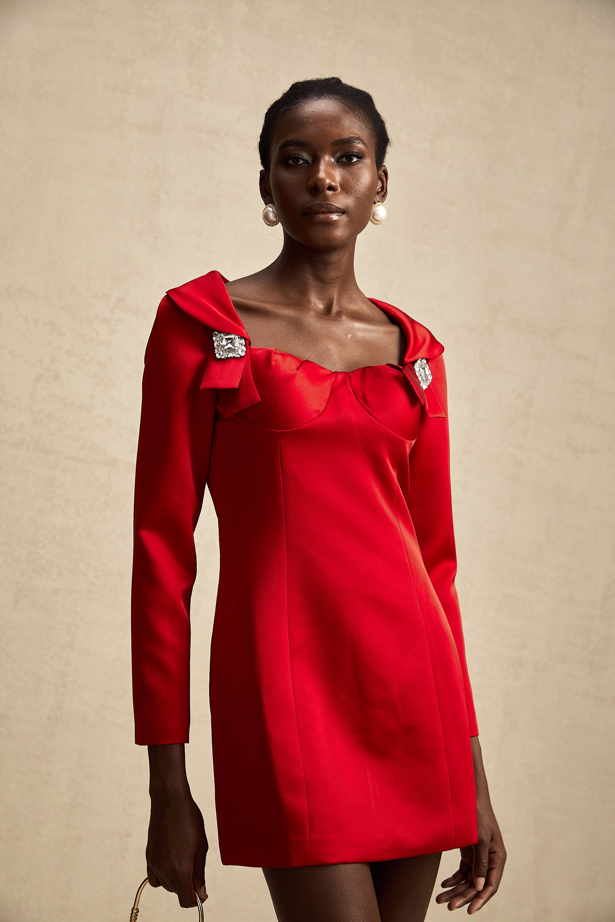 Céline red croset-style satin mini dress (US Only)