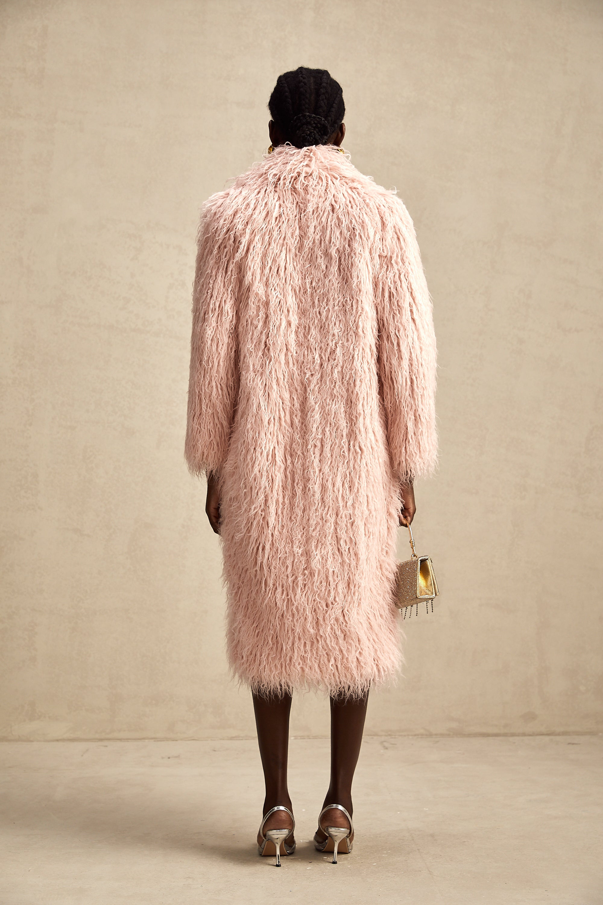 Mélanie pink faux-fur open-front coat (US Only)