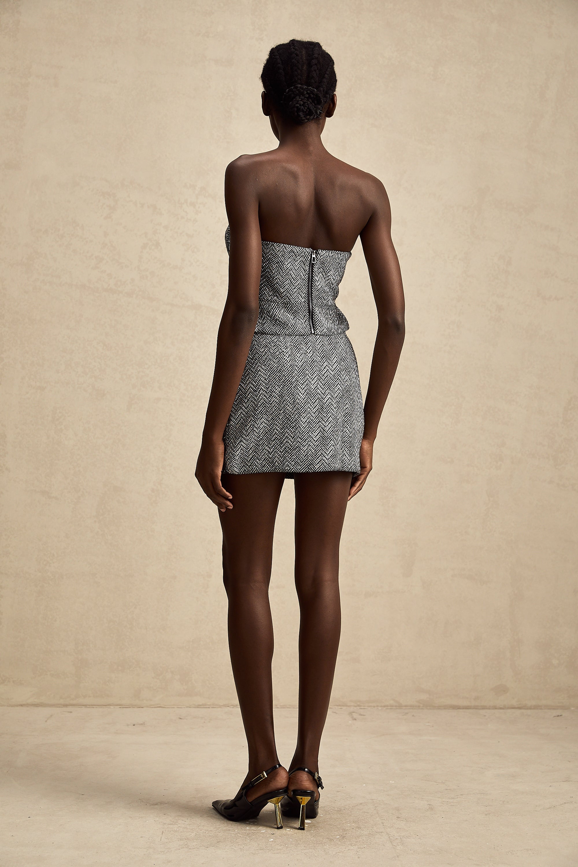 Chantal grey herringbone mini skirt