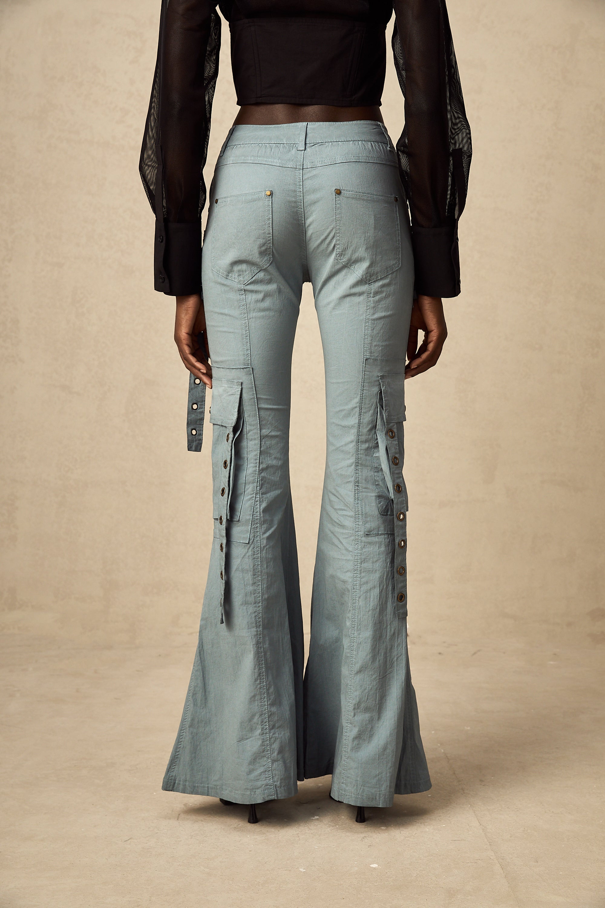 Mila belt-loop flared cargo trousers (US Only)