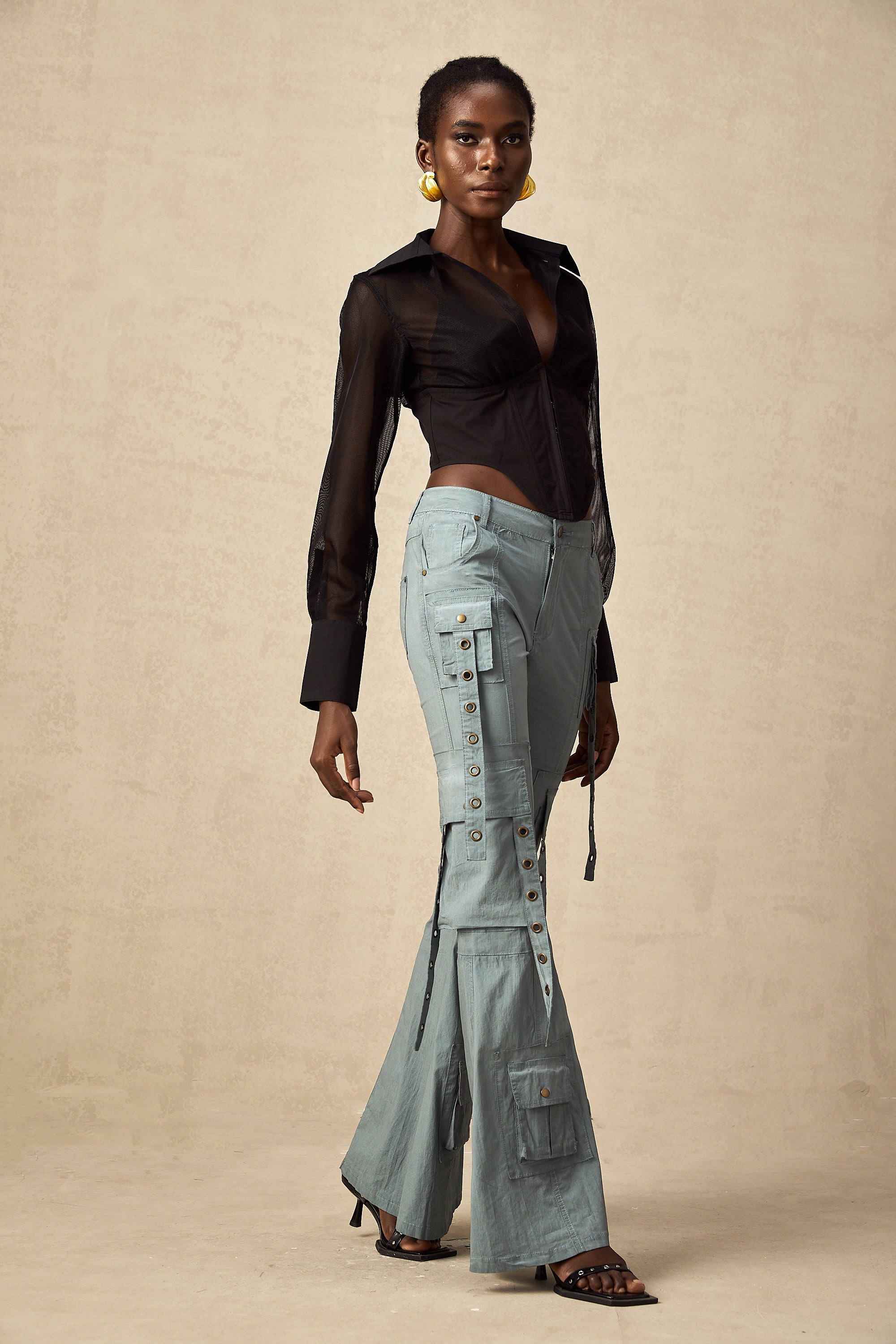 Mila belt-loop flared cargo trousers (US Only)