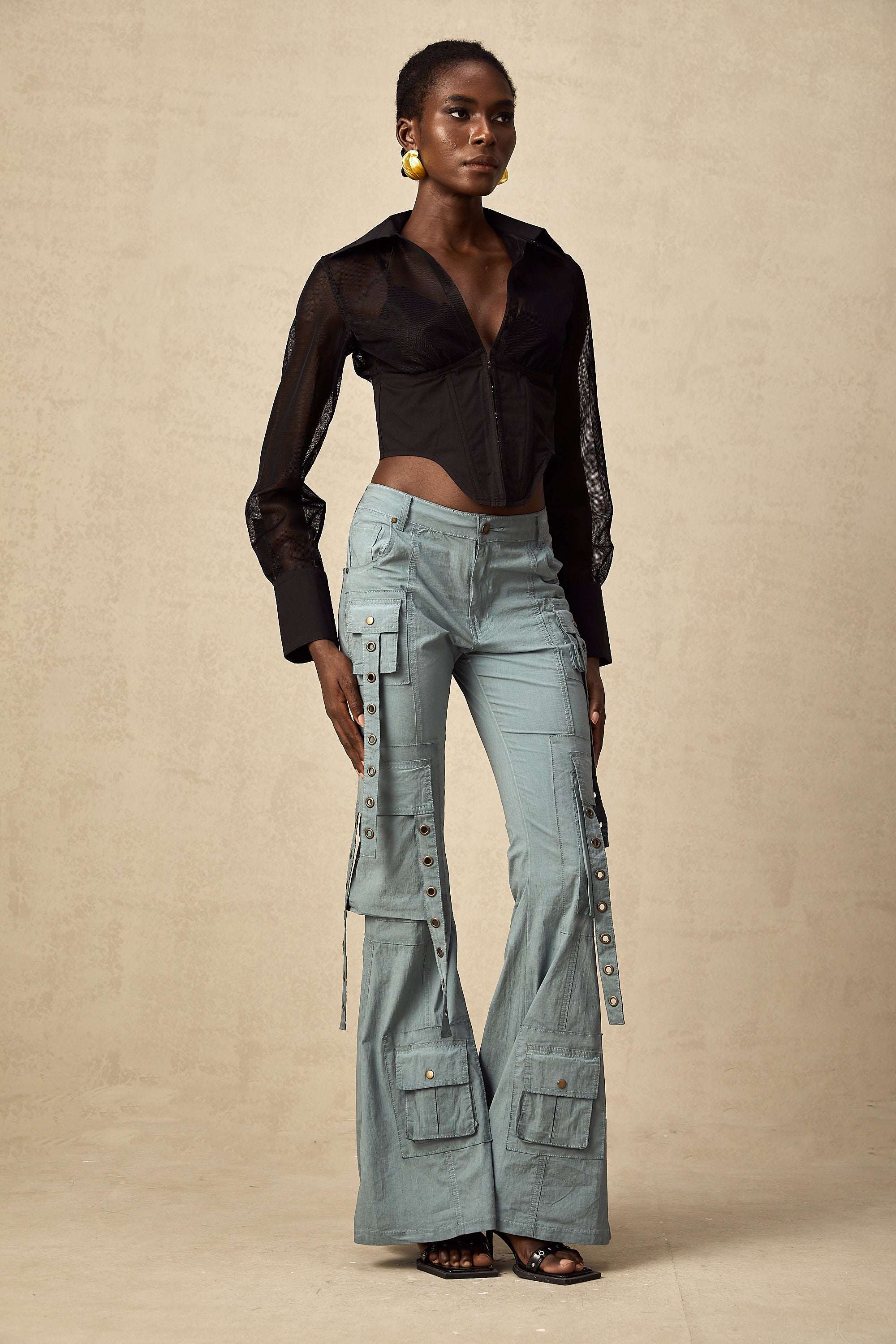 Mila belt-loop flared cargo trousers (US Only)