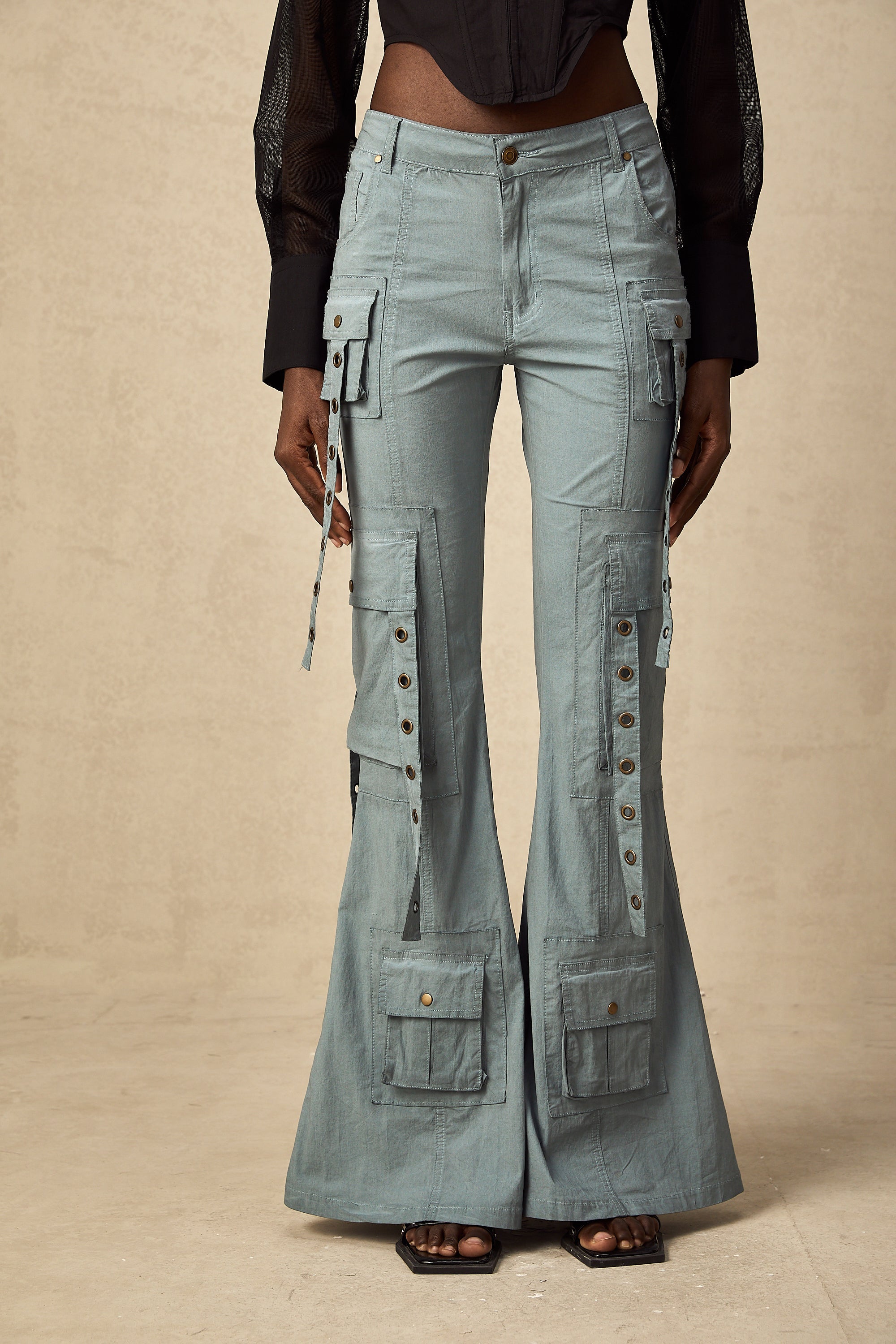 Mila belt-loop flared cargo trousers (US Only)