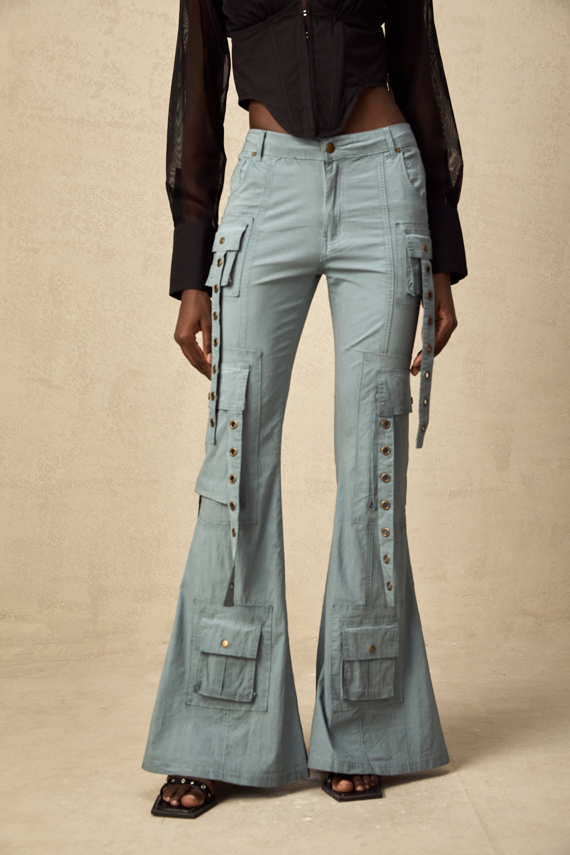 Mila belt-loop flared cargo trousers (US Only)