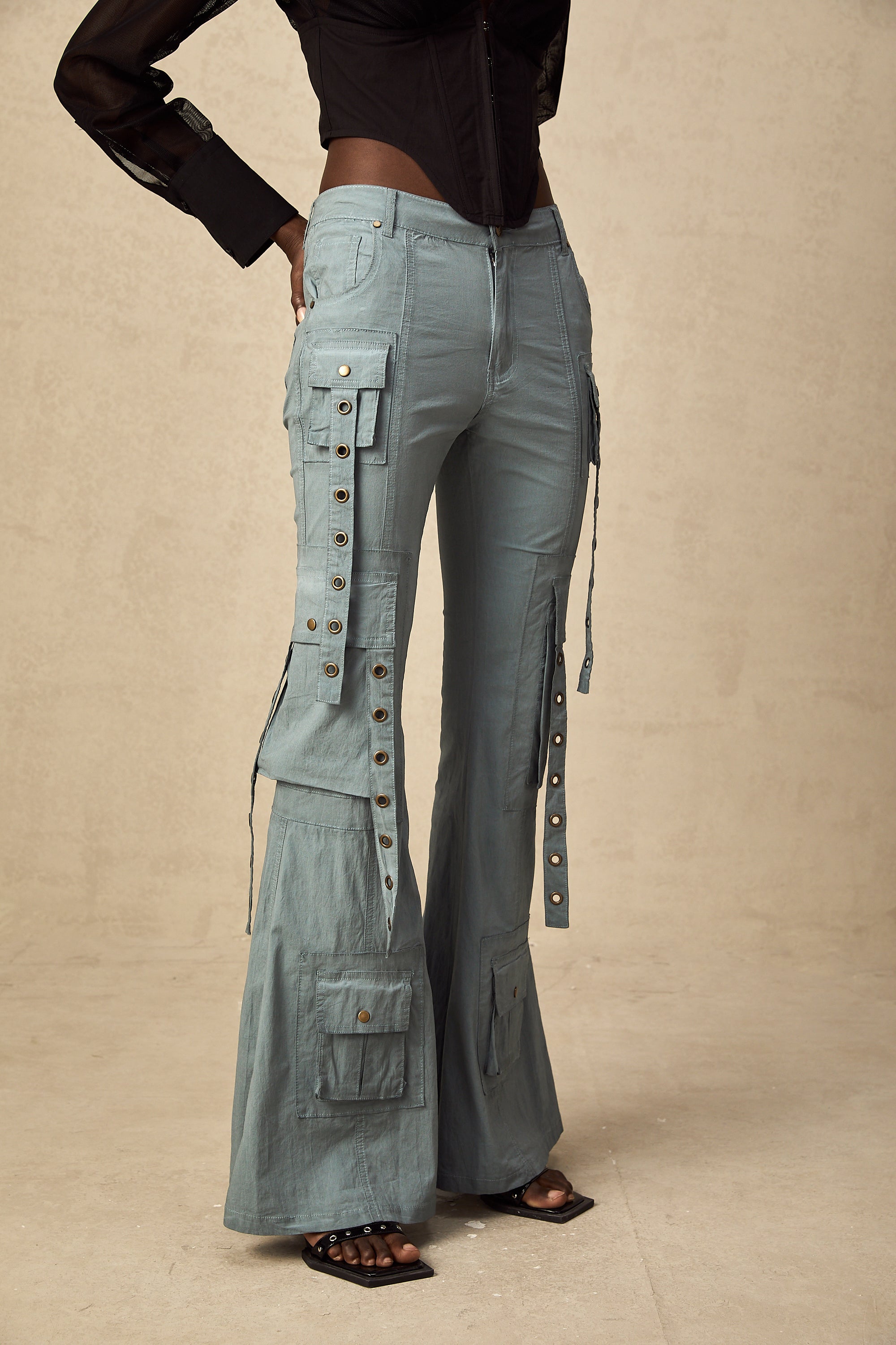 Mila belt-loop flared cargo trousers (US Only)