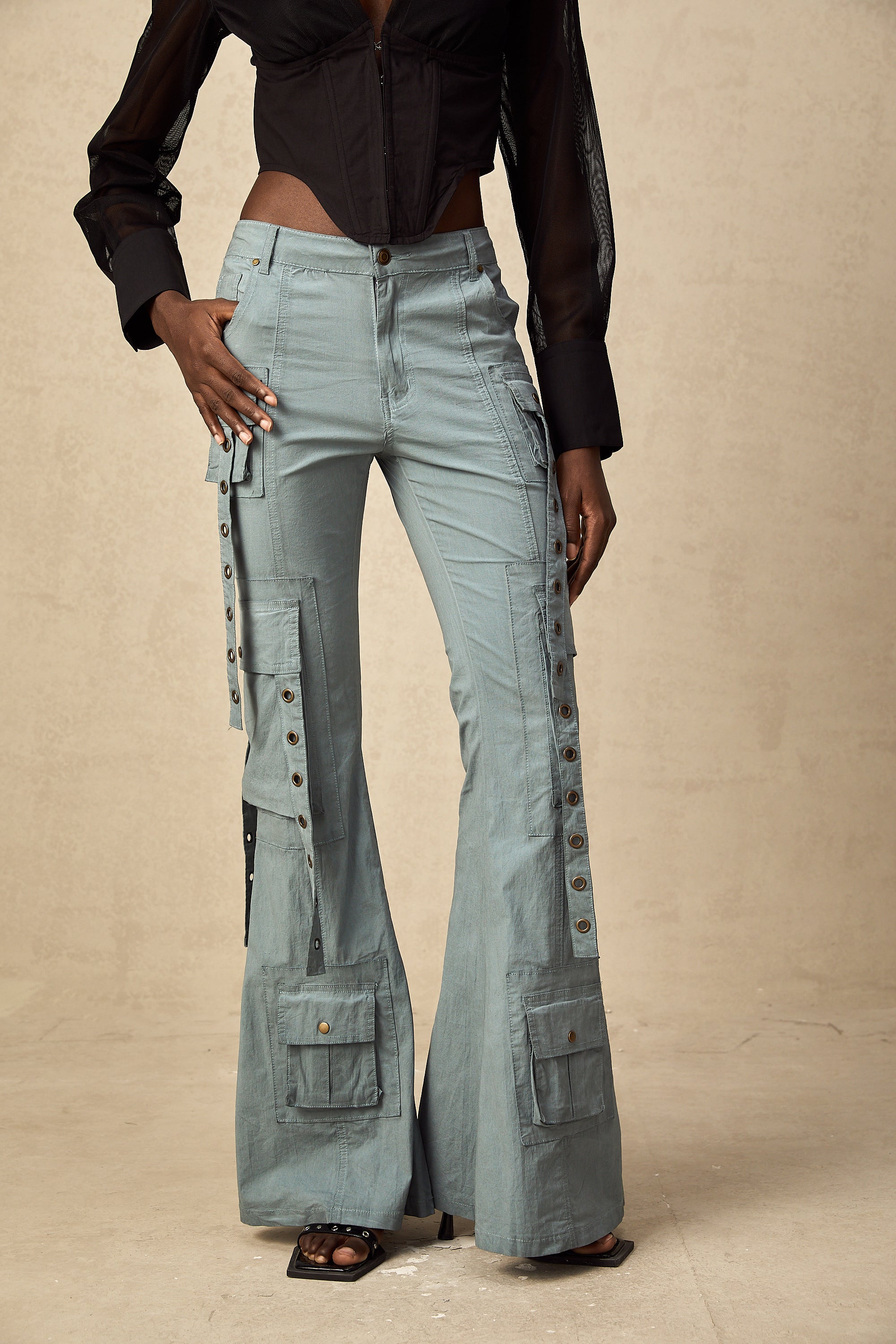 Mila belt-loop flared cargo trousers (US Only)