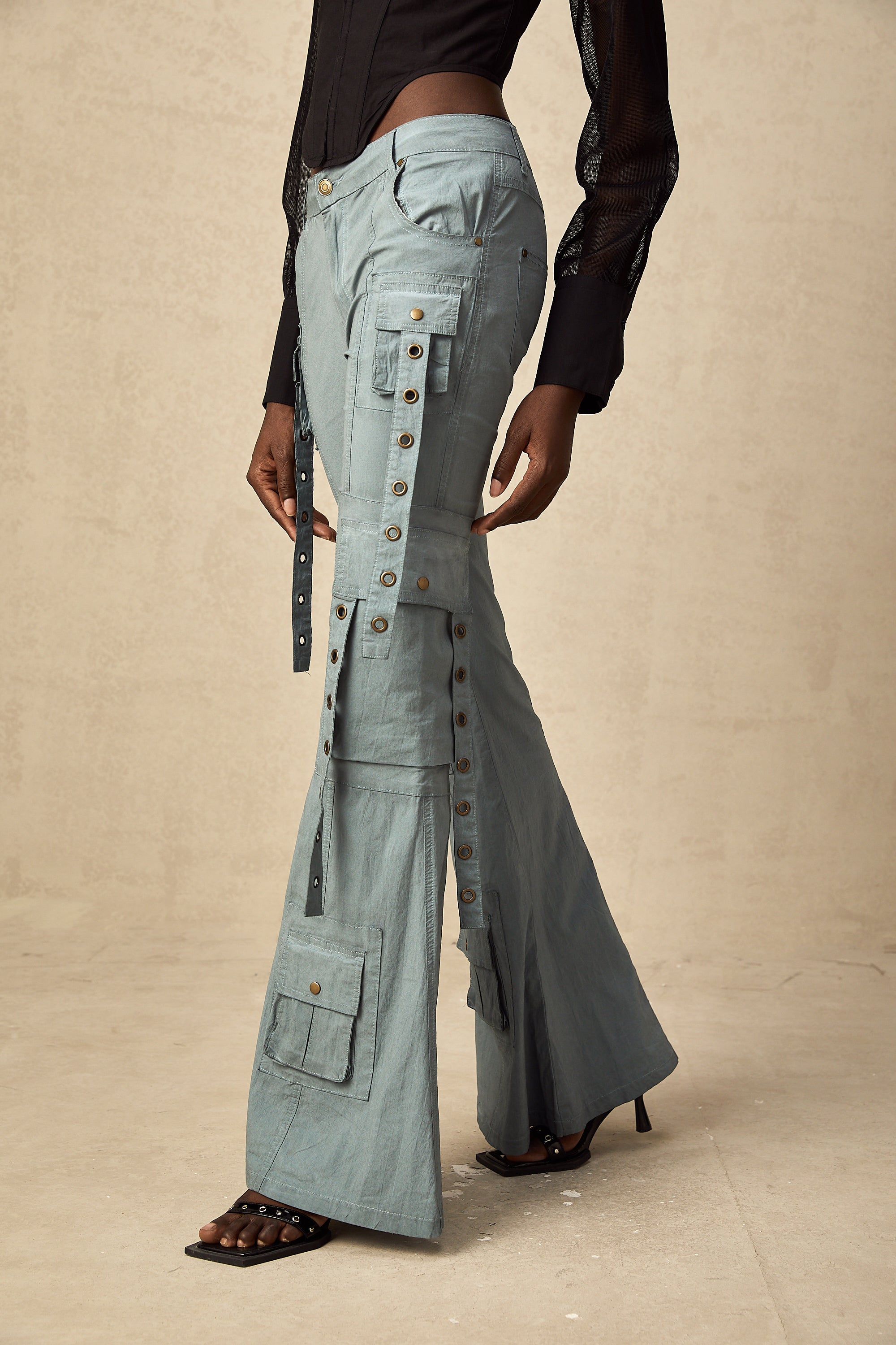 Mila belt-loop flared cargo trousers (US Only)