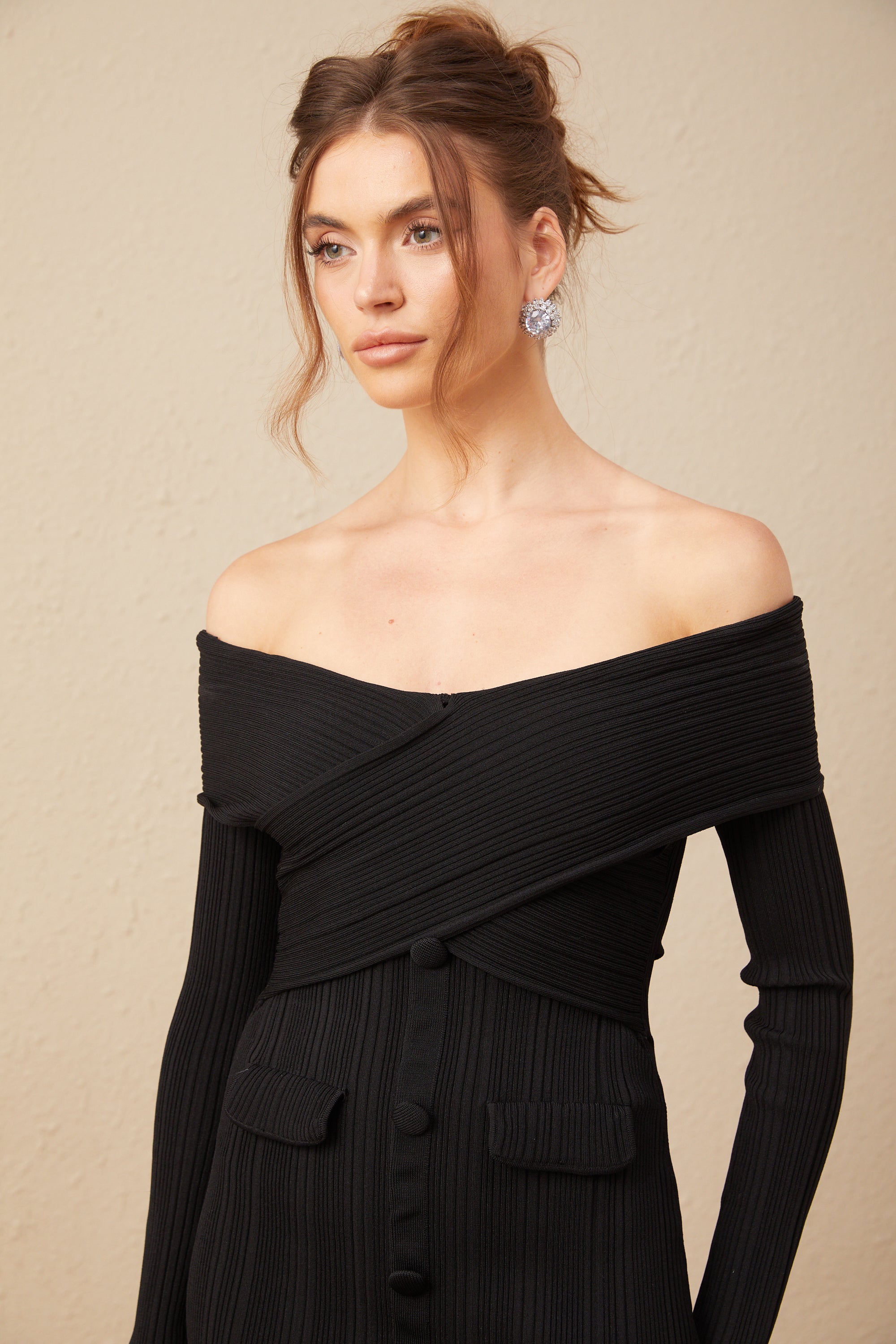 Alice off-shoulder ribbed-knit mini dress (US Only)