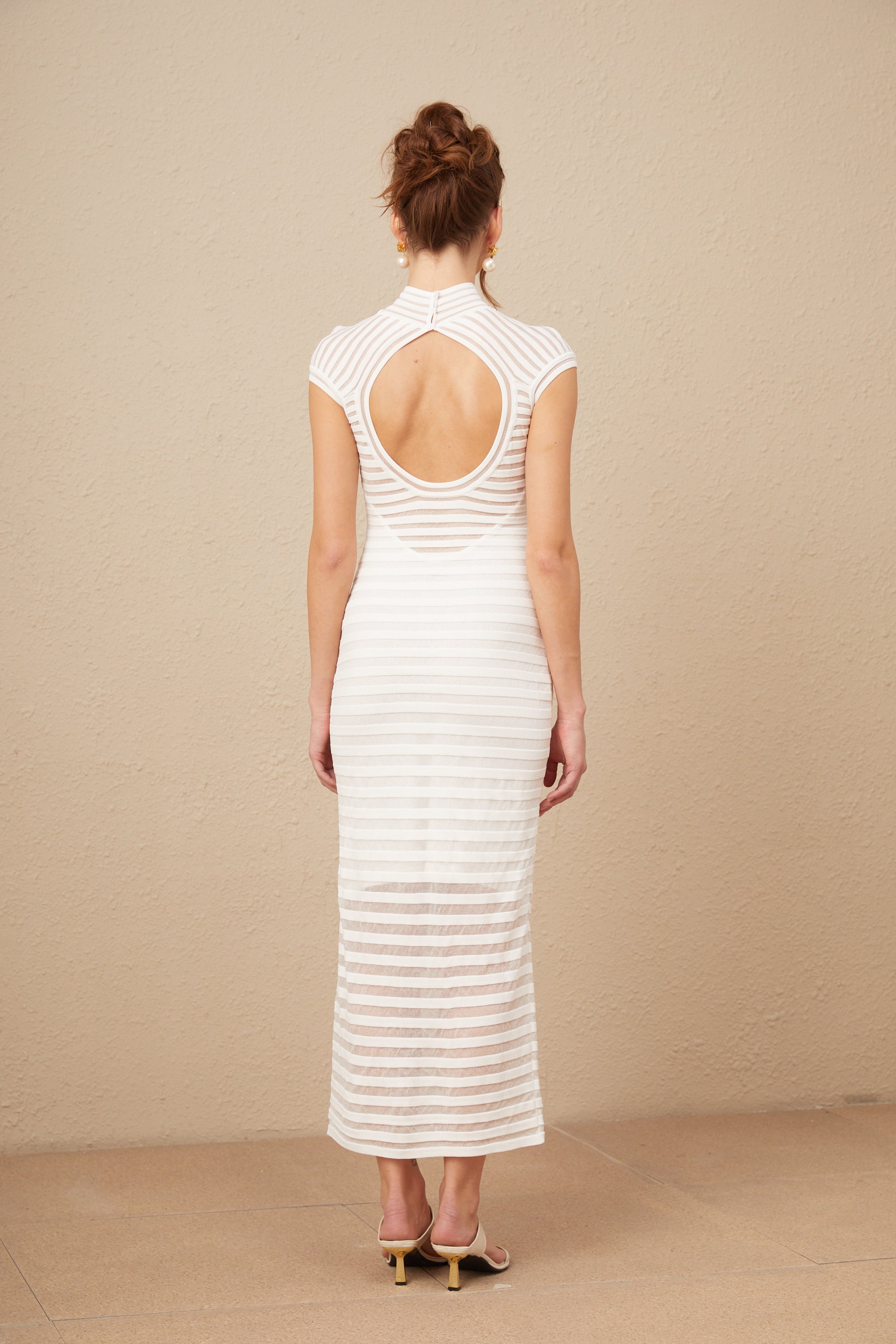 Joséphine horizontal-stripe tulle midi dress (US Only)