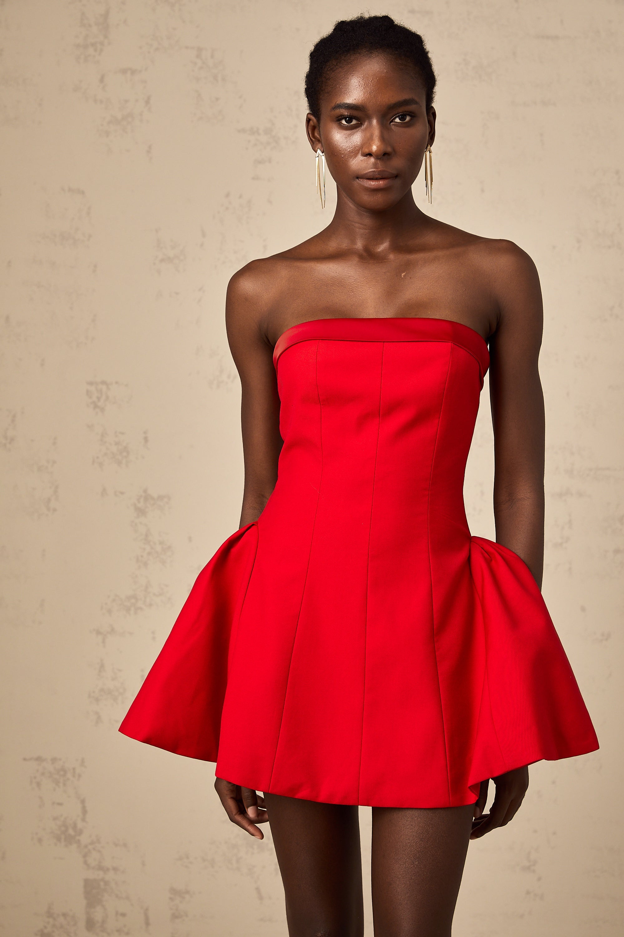 Perrine red off-shoulder flared mini dress (US Only)