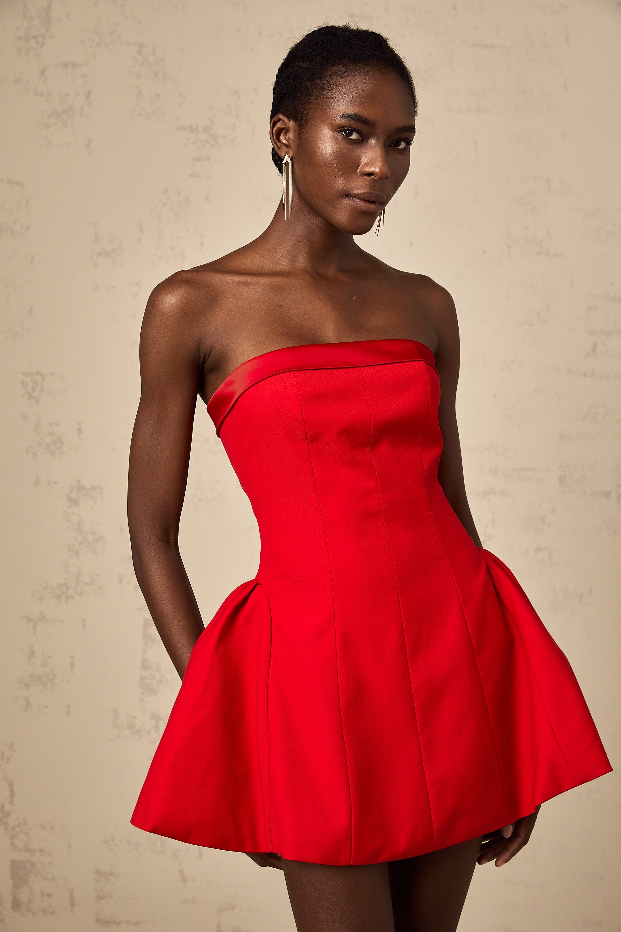 Perrine red off-shoulder flared mini dress (US Only)