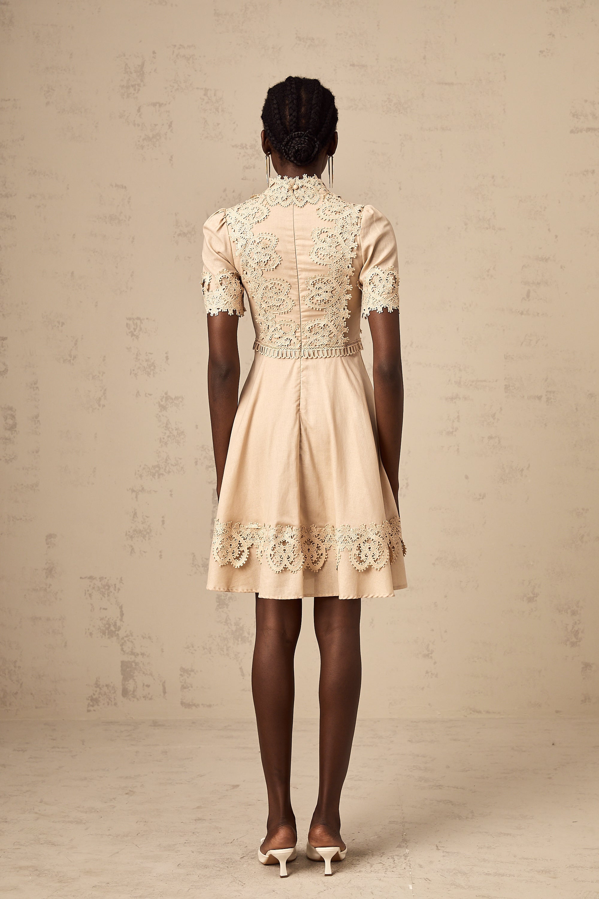 Axelle corded-lace flared mini dress