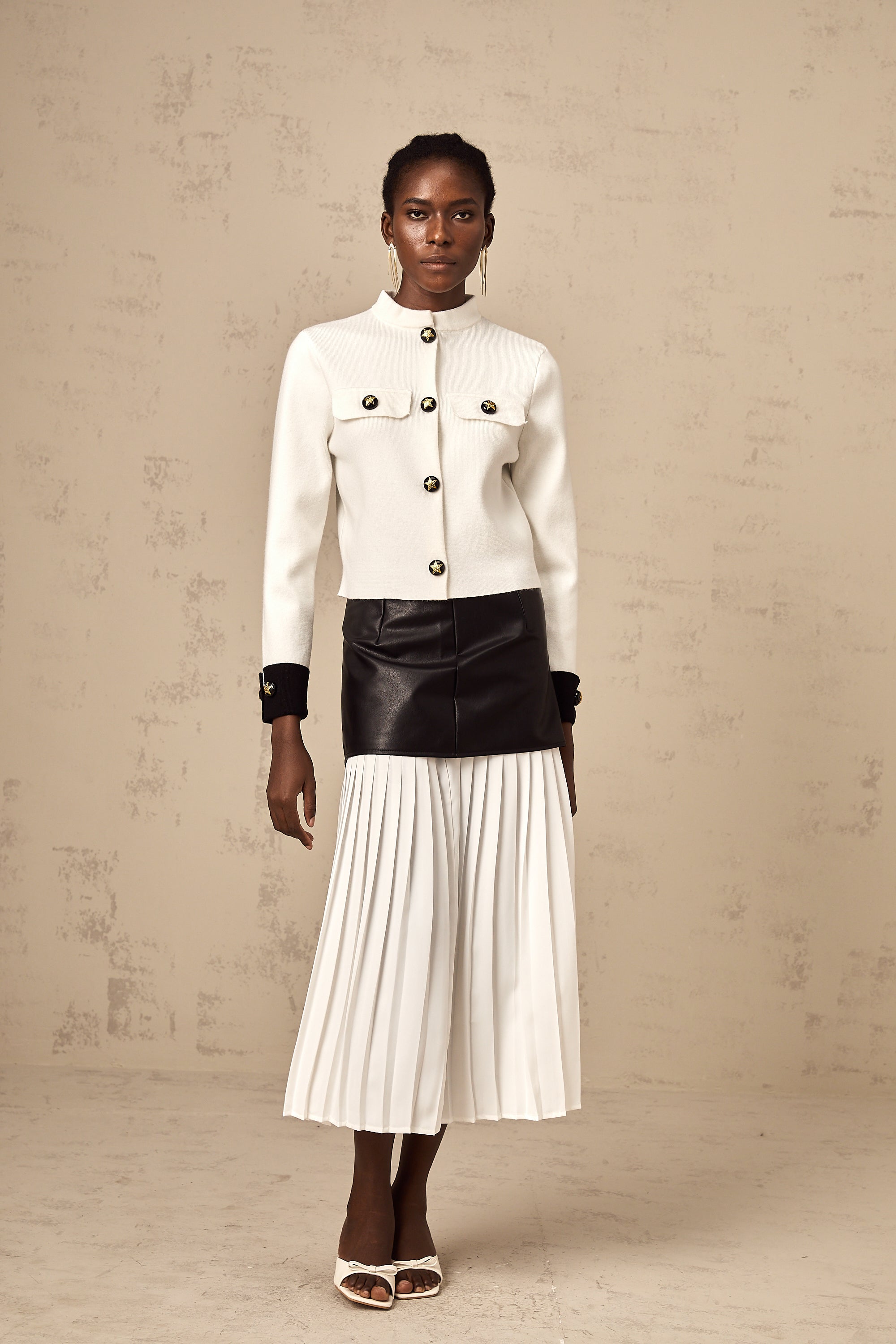 Cyrielle white contrast-color knitted jacket (US Only)