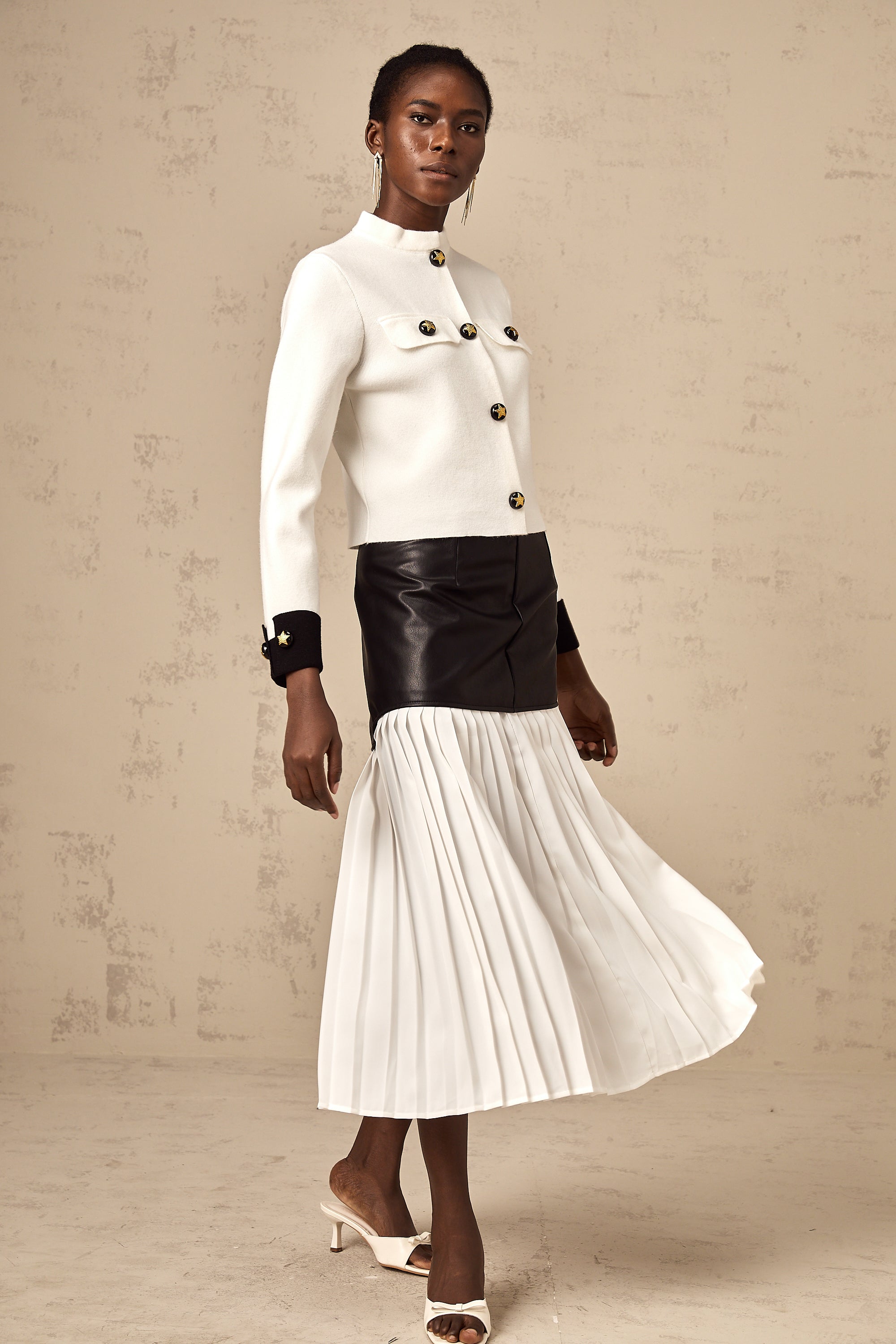 Cyrielle white contrast-color knitted jacket (US Only)