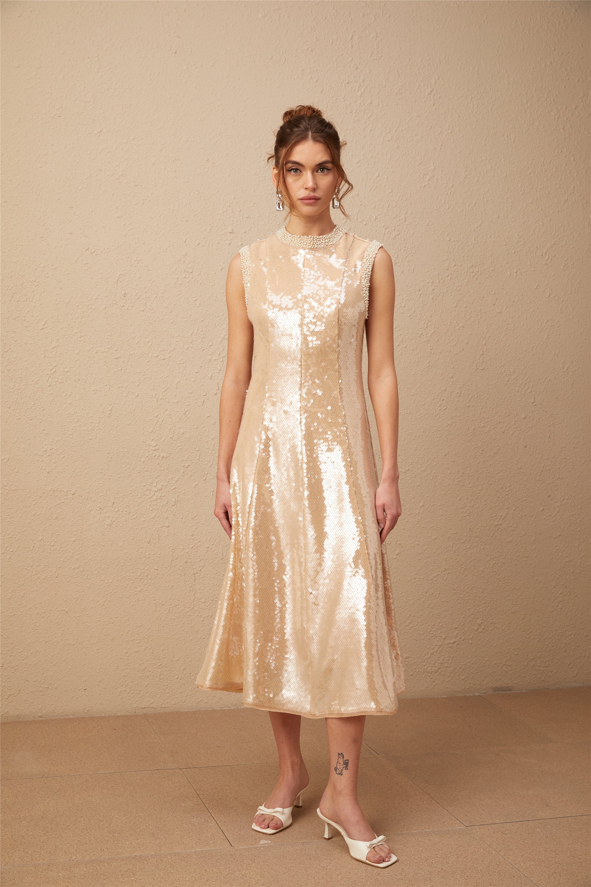 Ornella faux-pearl sequined midi dress (Final Sale-US Only)
