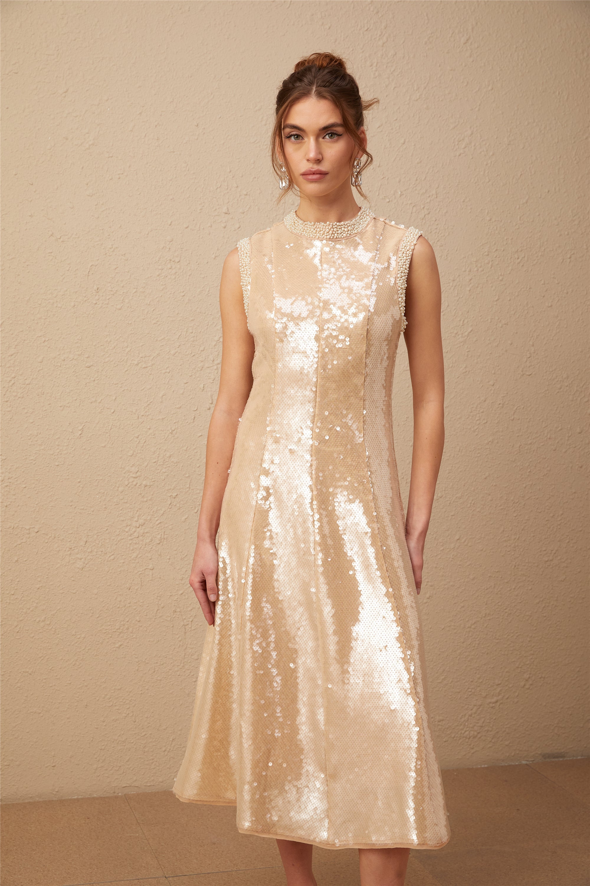 Ornella faux-pearl sequined midi dress (Final Sale-US Only)