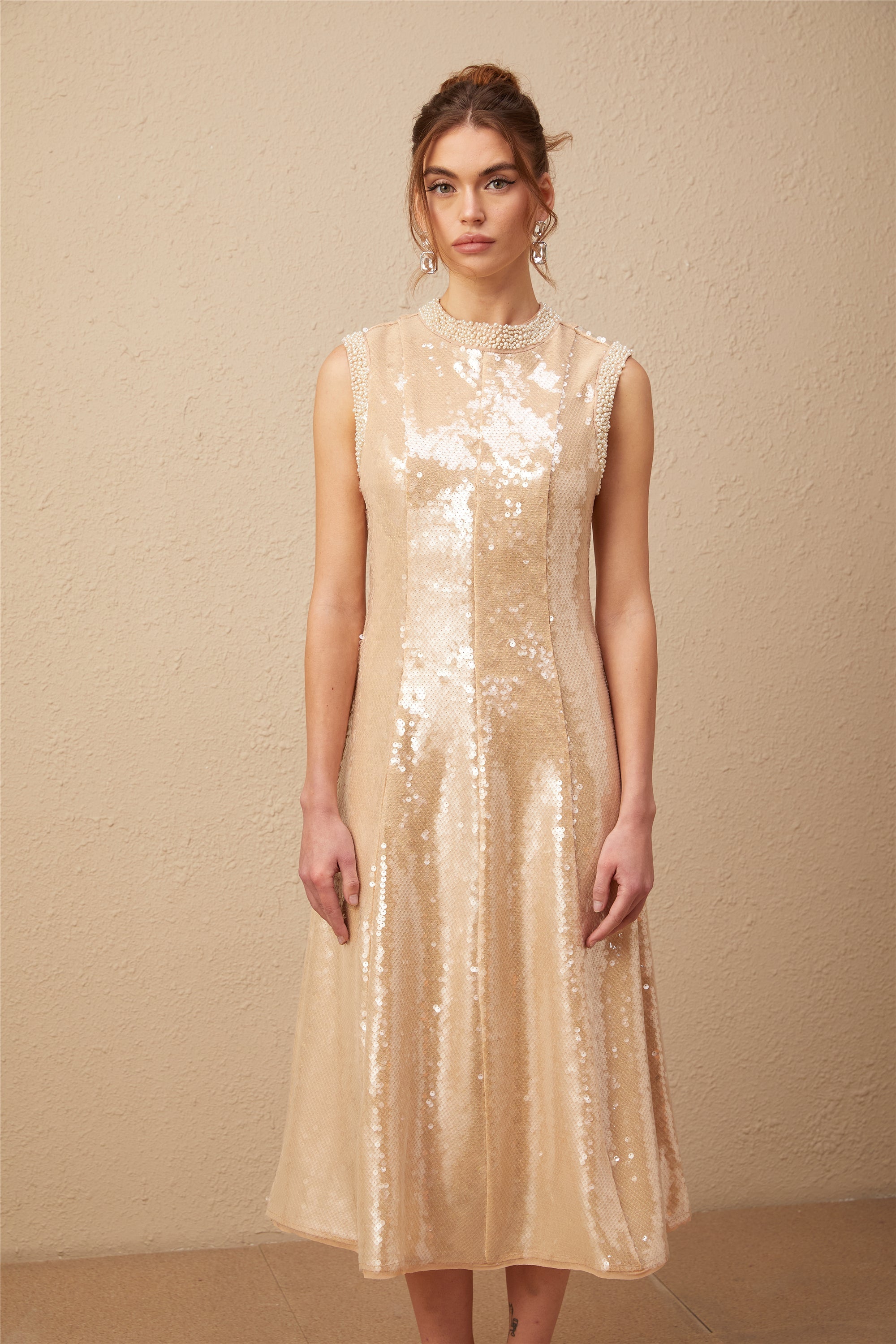 Ornella faux-pearl sequined midi dress (Final Sale-US Only)