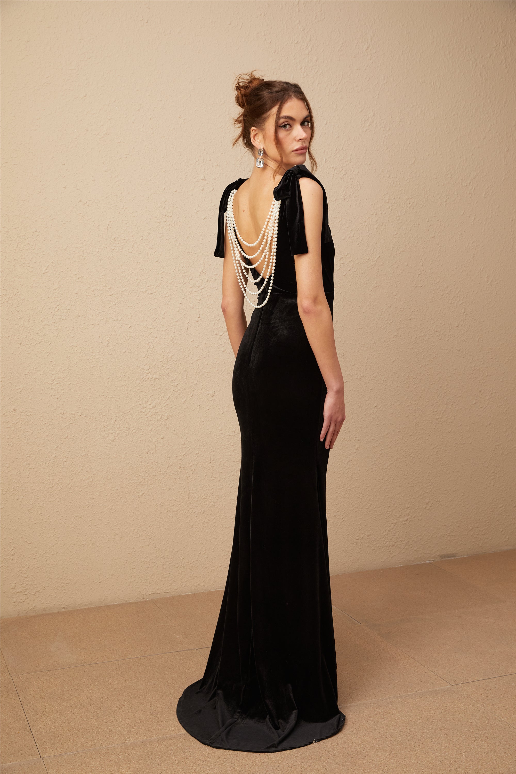 Audrey embellished velvet open-back maxi dress (Final Sale)