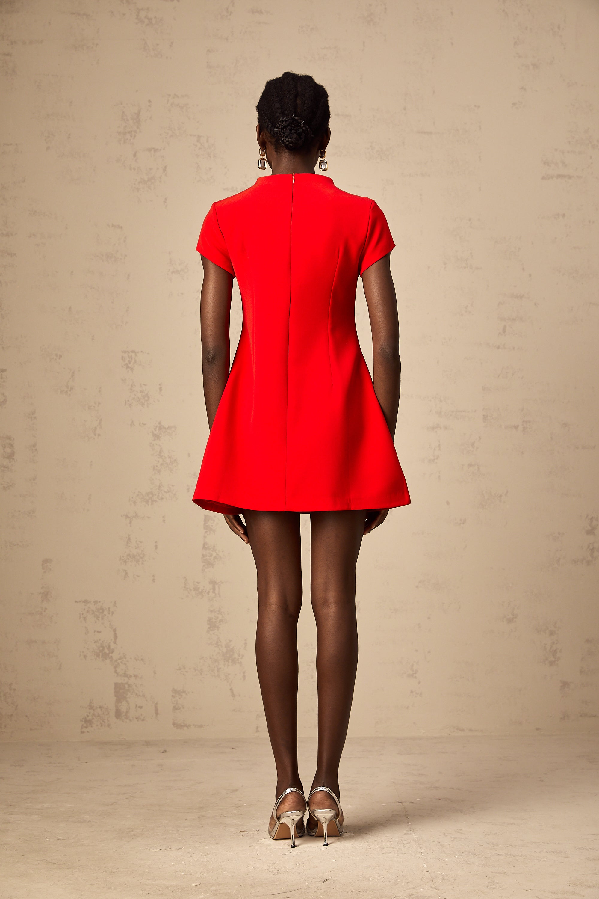 Esther red cap-sleeve mini dress - Red