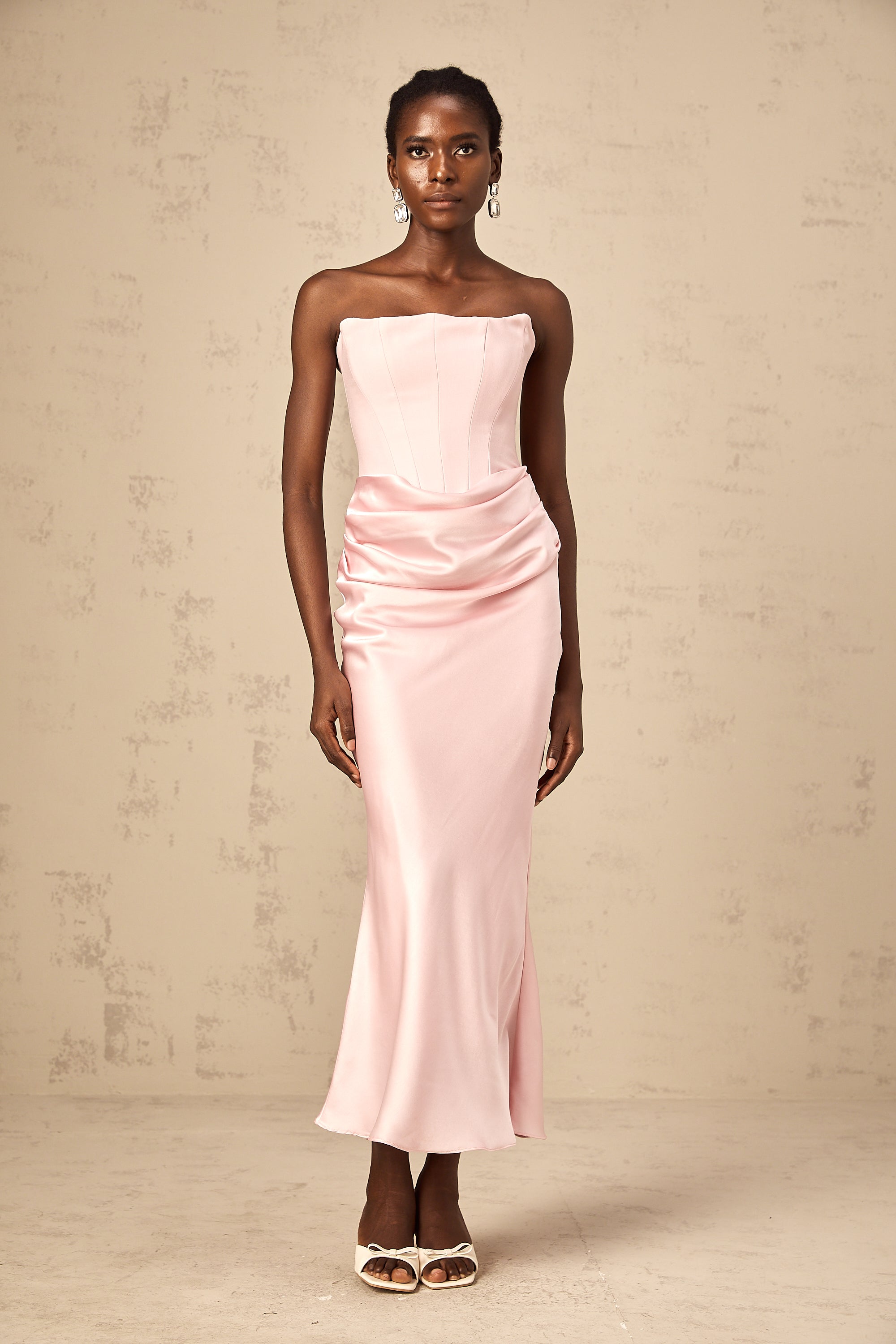 Aurore Pink Off-Shoulder Maxi Dress（Final Sale）