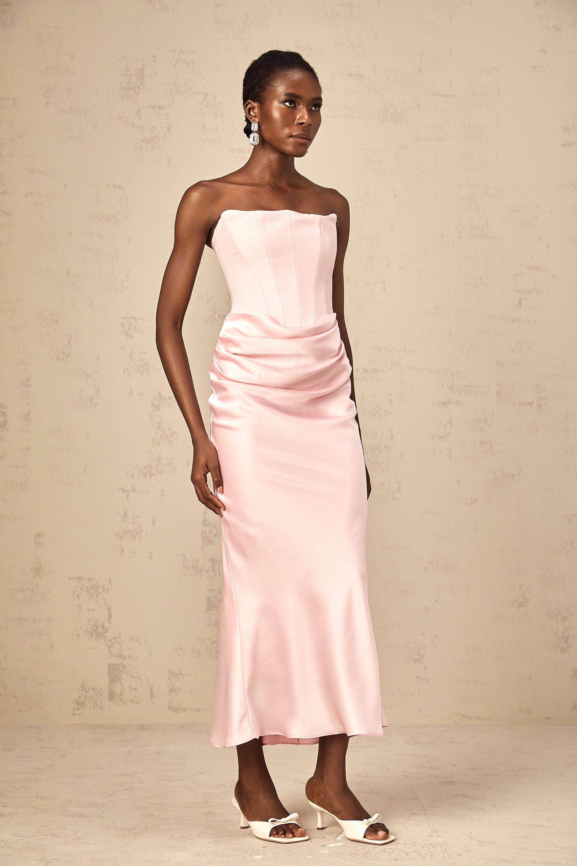 Aurore Pink Off-Shoulder Maxi Dress（Final Sale）