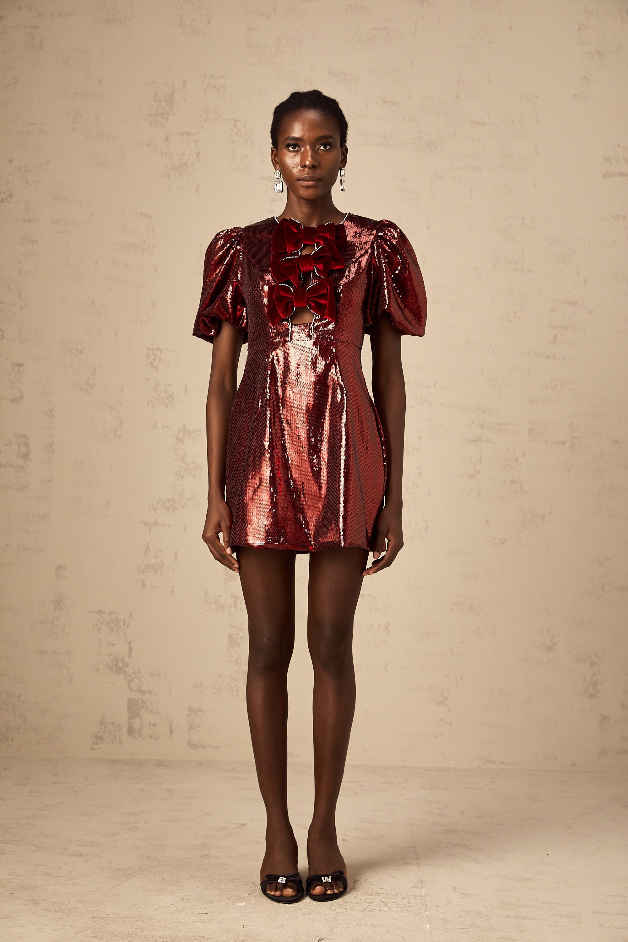 Louise red bowknot sequined mini dress (US Only)