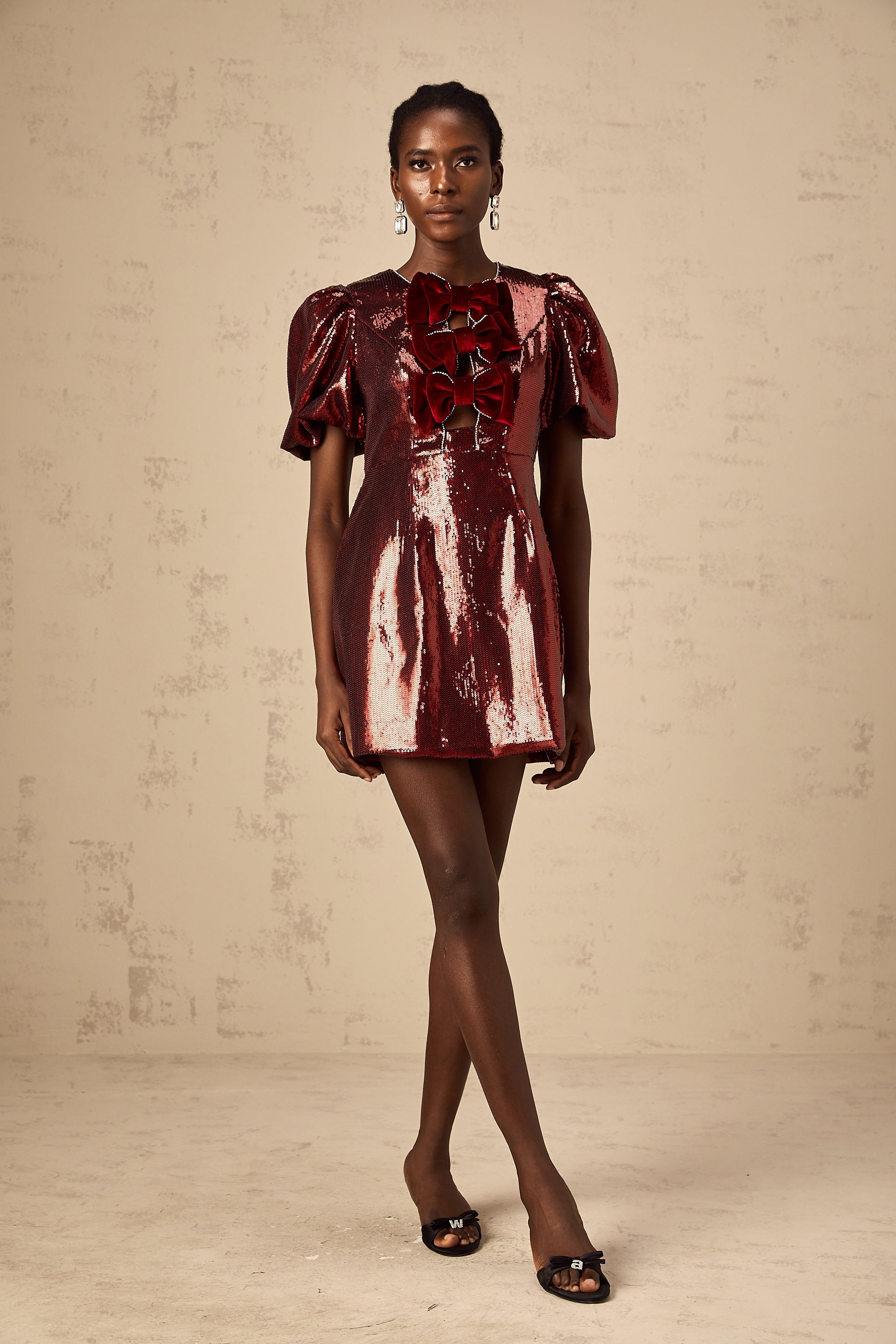 Louise red bowknot sequined mini dress (US Only)