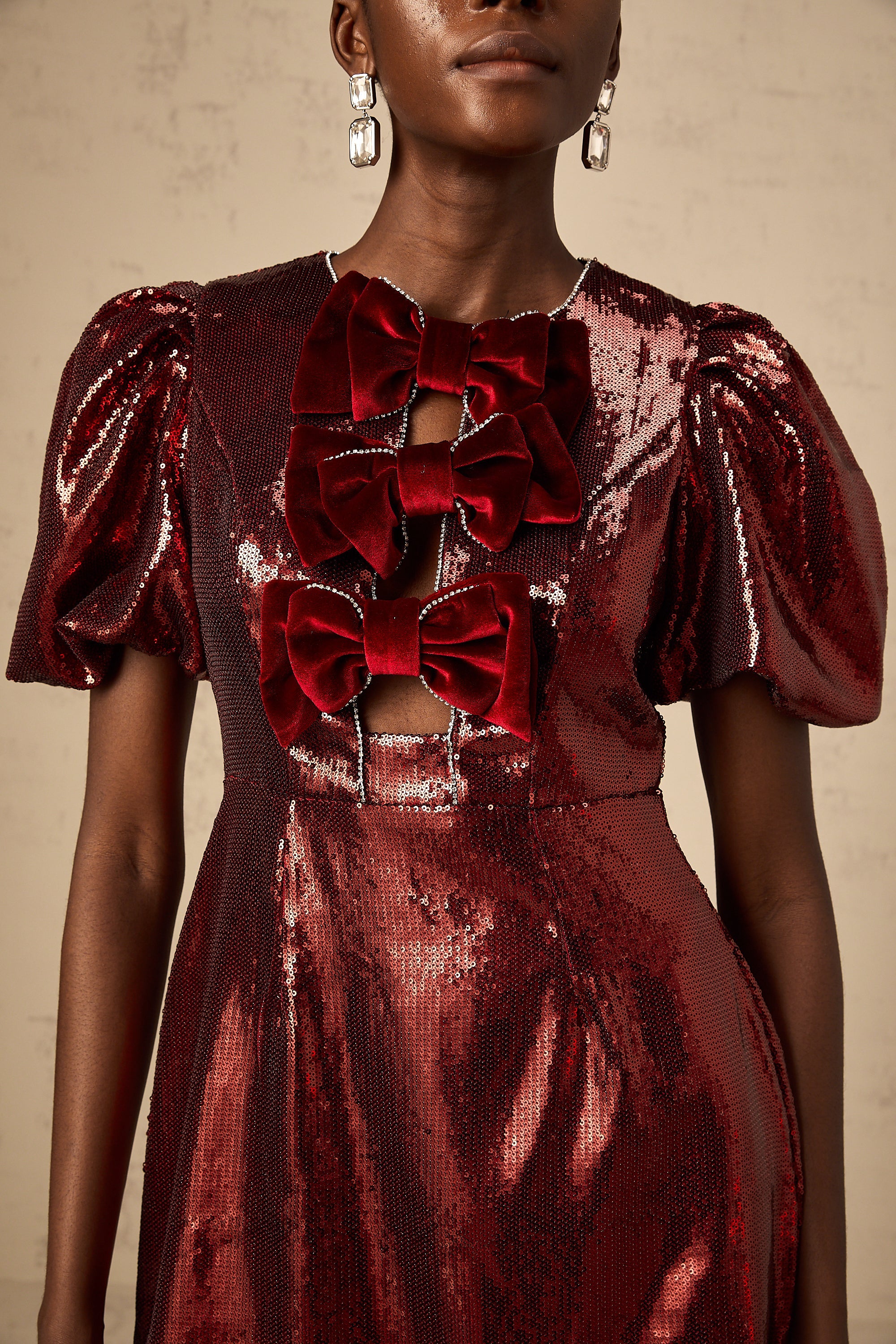 Louise red bowknot sequined mini dress (US Only)