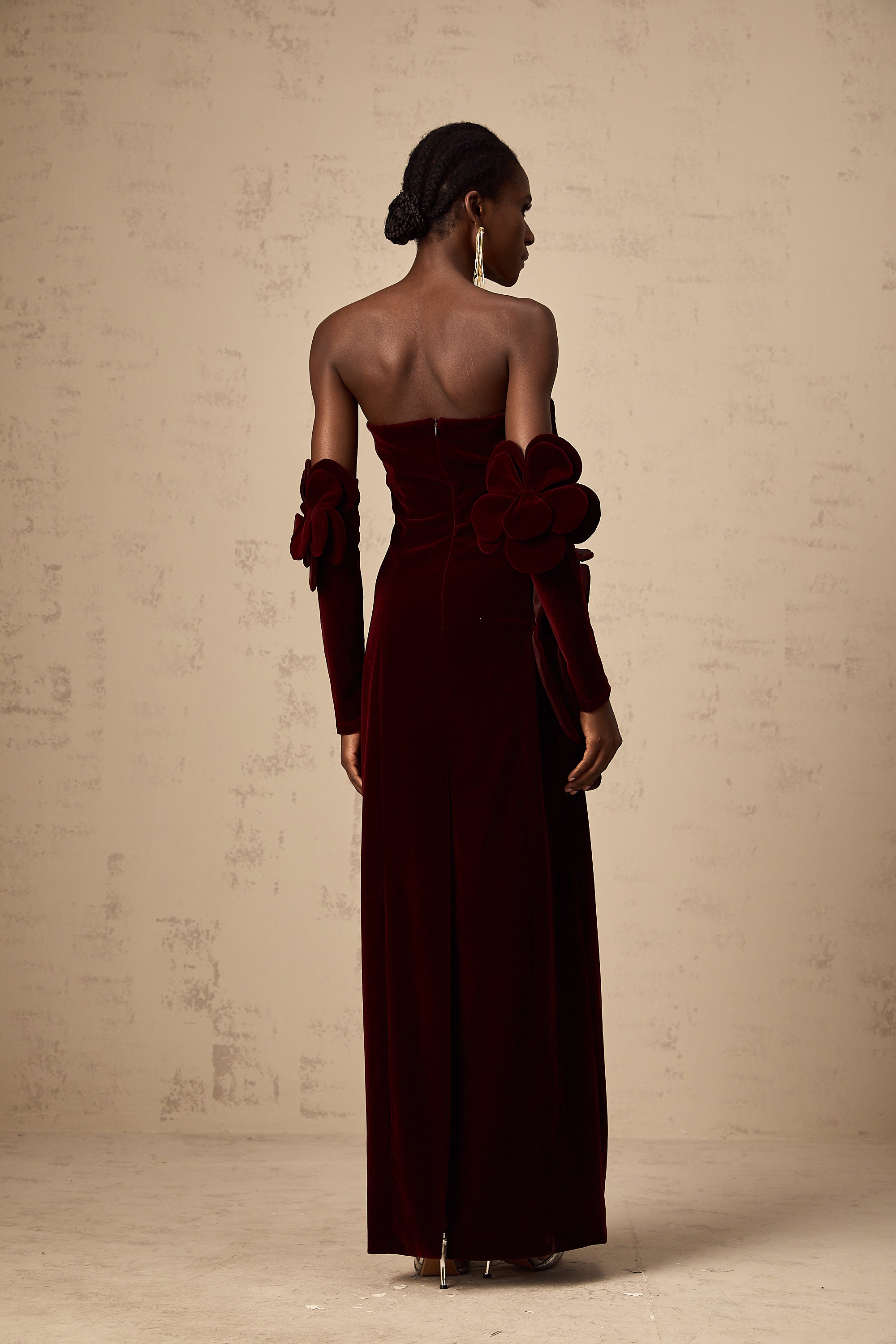 Azura Red Floral Appliqué Maxi Dress (Final Sale-US Only)