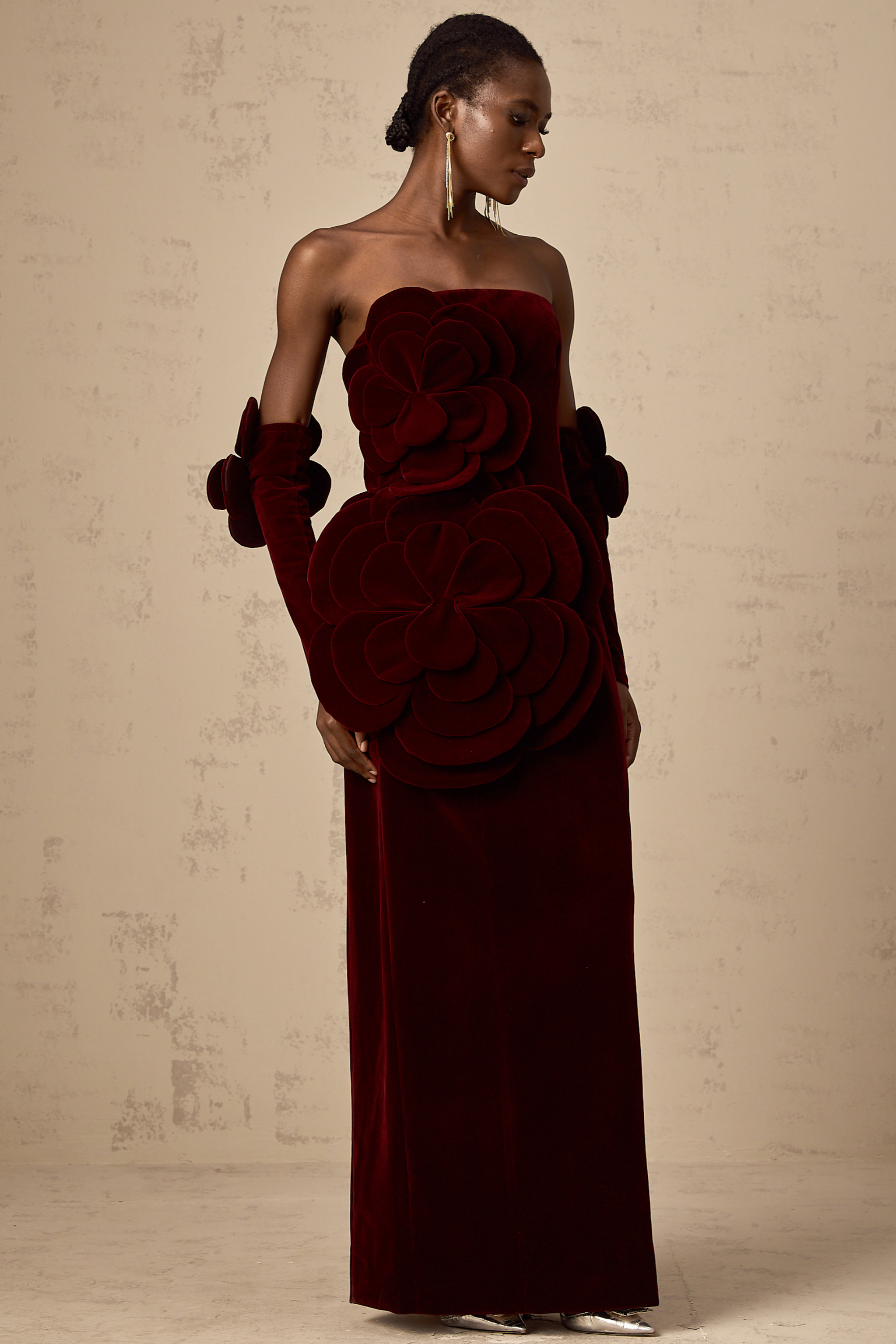 Azura Red Floral Appliqué Maxi Dress (Final Sale-US Only)
