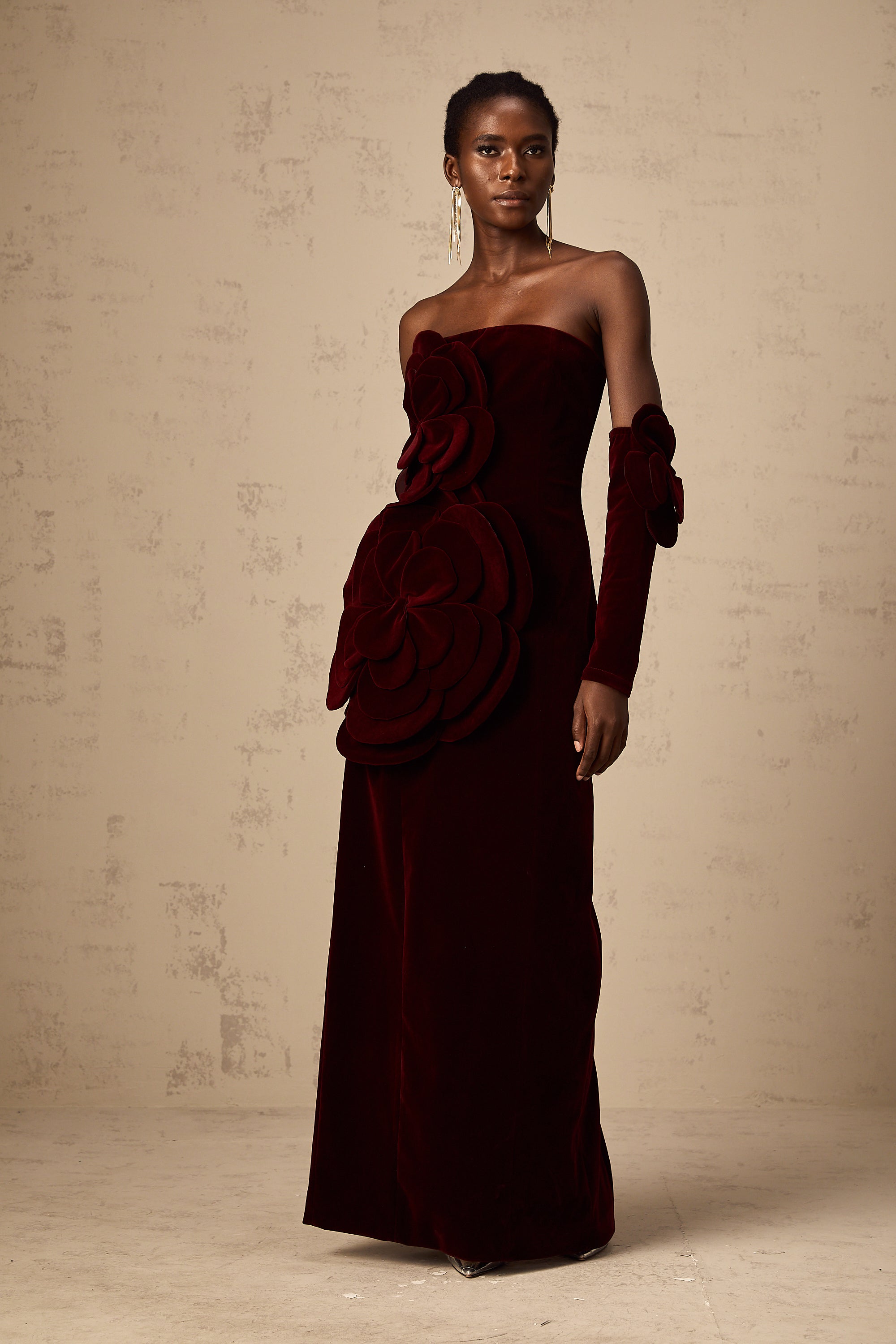 Azura Red Floral Appliqué Maxi Dress (Final Sale-US Only)