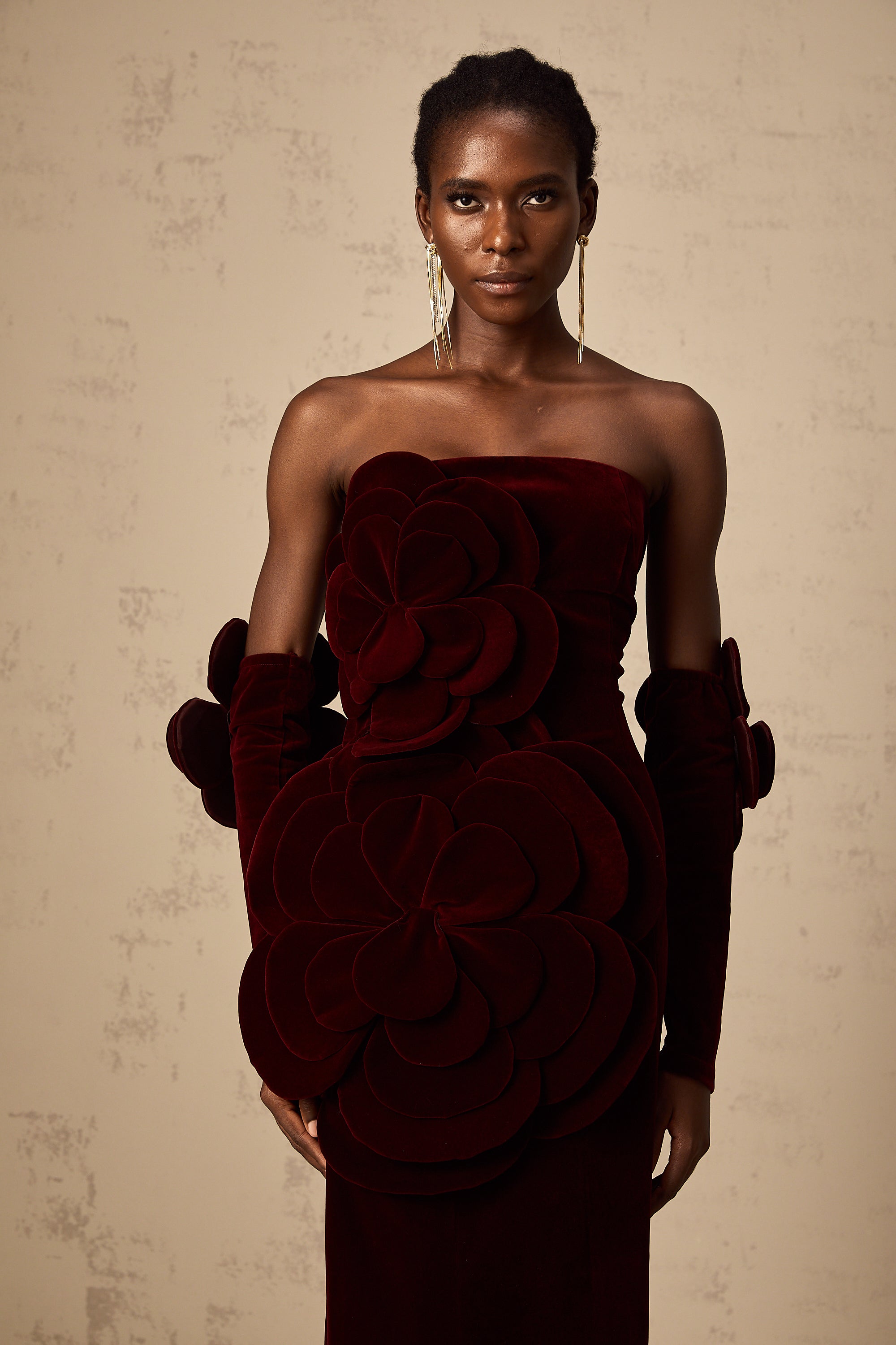 Azura Red Floral Appliqué Maxi Dress (Final Sale-US Only)