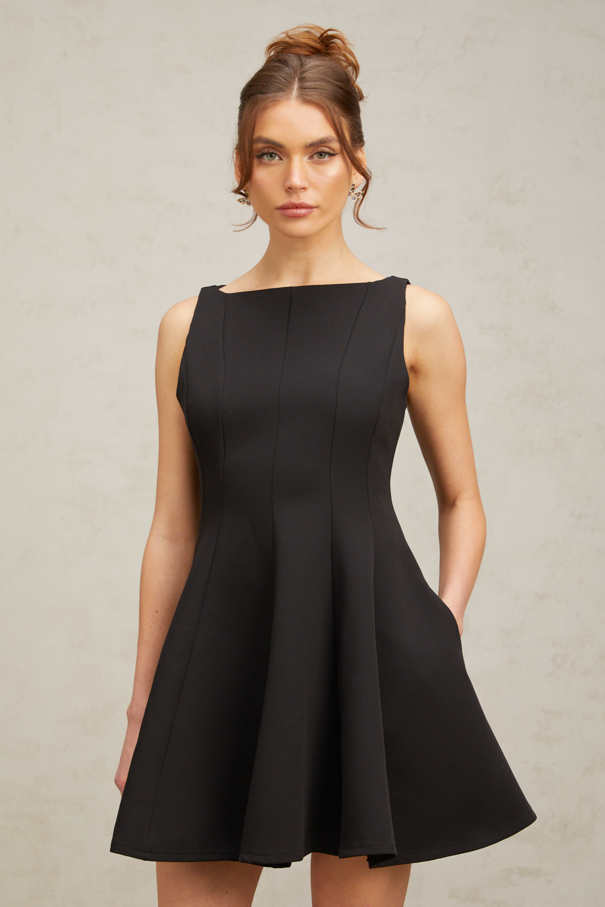 Martina black flared sleeveless mini dress (Final Sale-US Only)