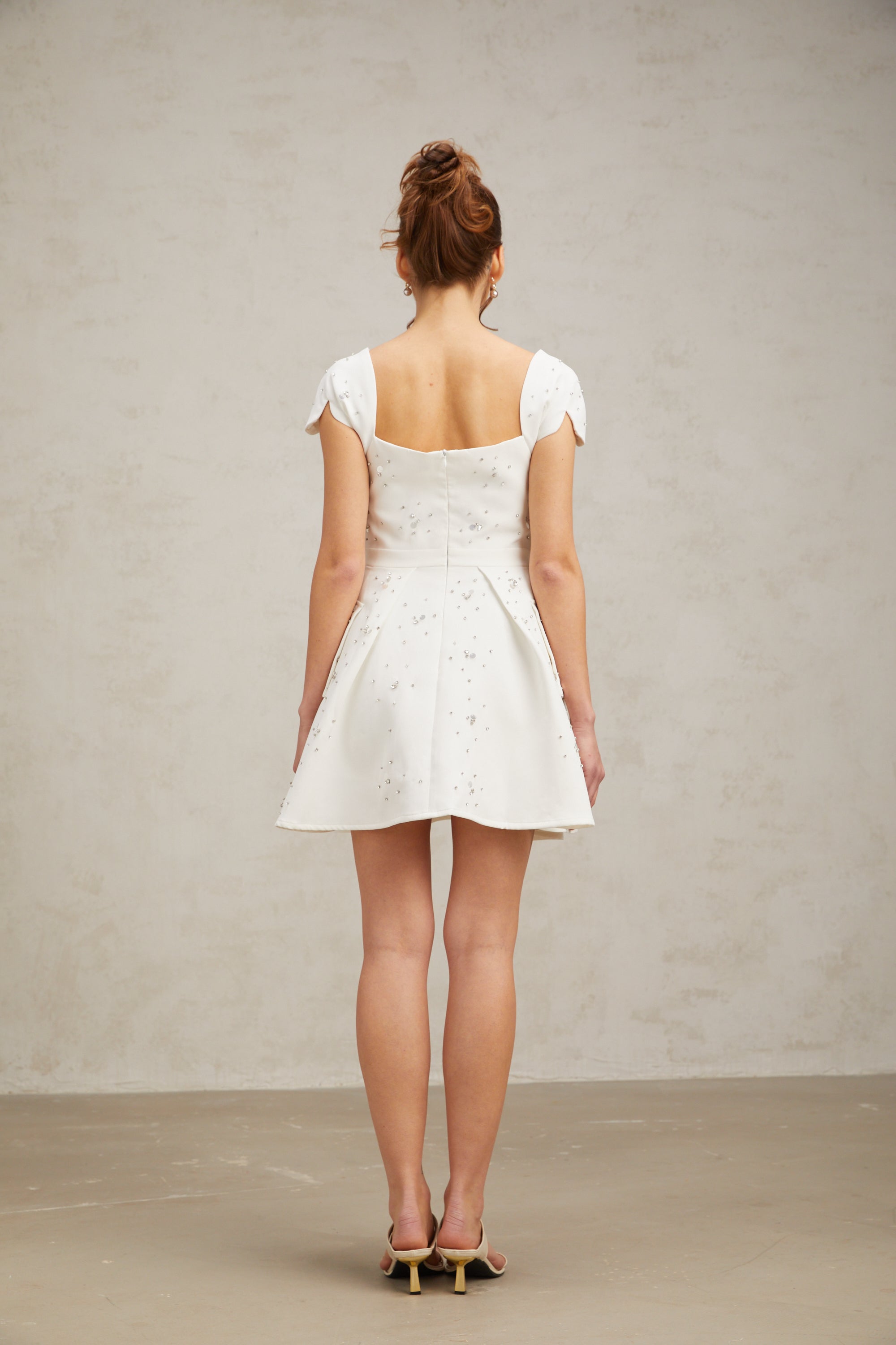 Bonnie white embellished flared mini dress (US Only)