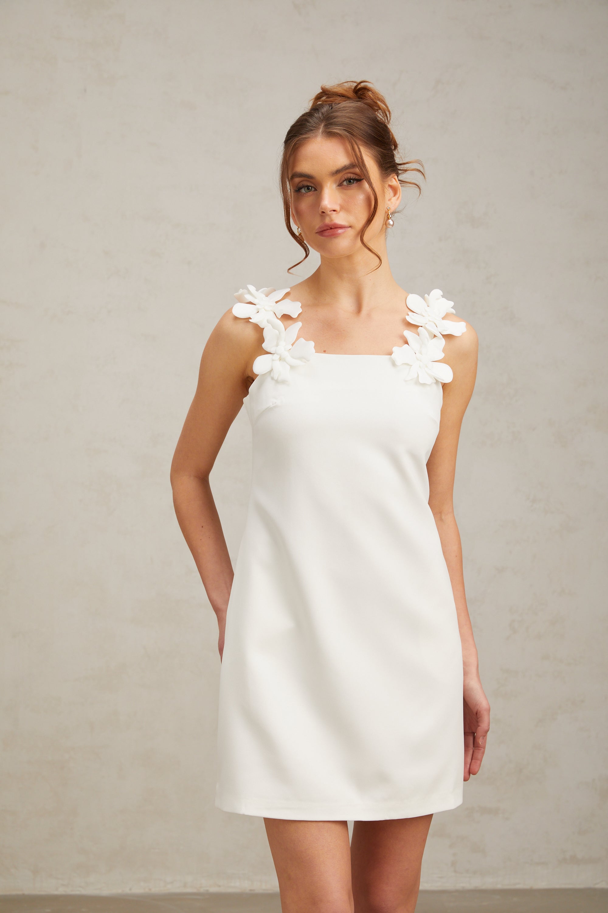 Clémence white faux-flower mini dress (Final Sale-US Only)