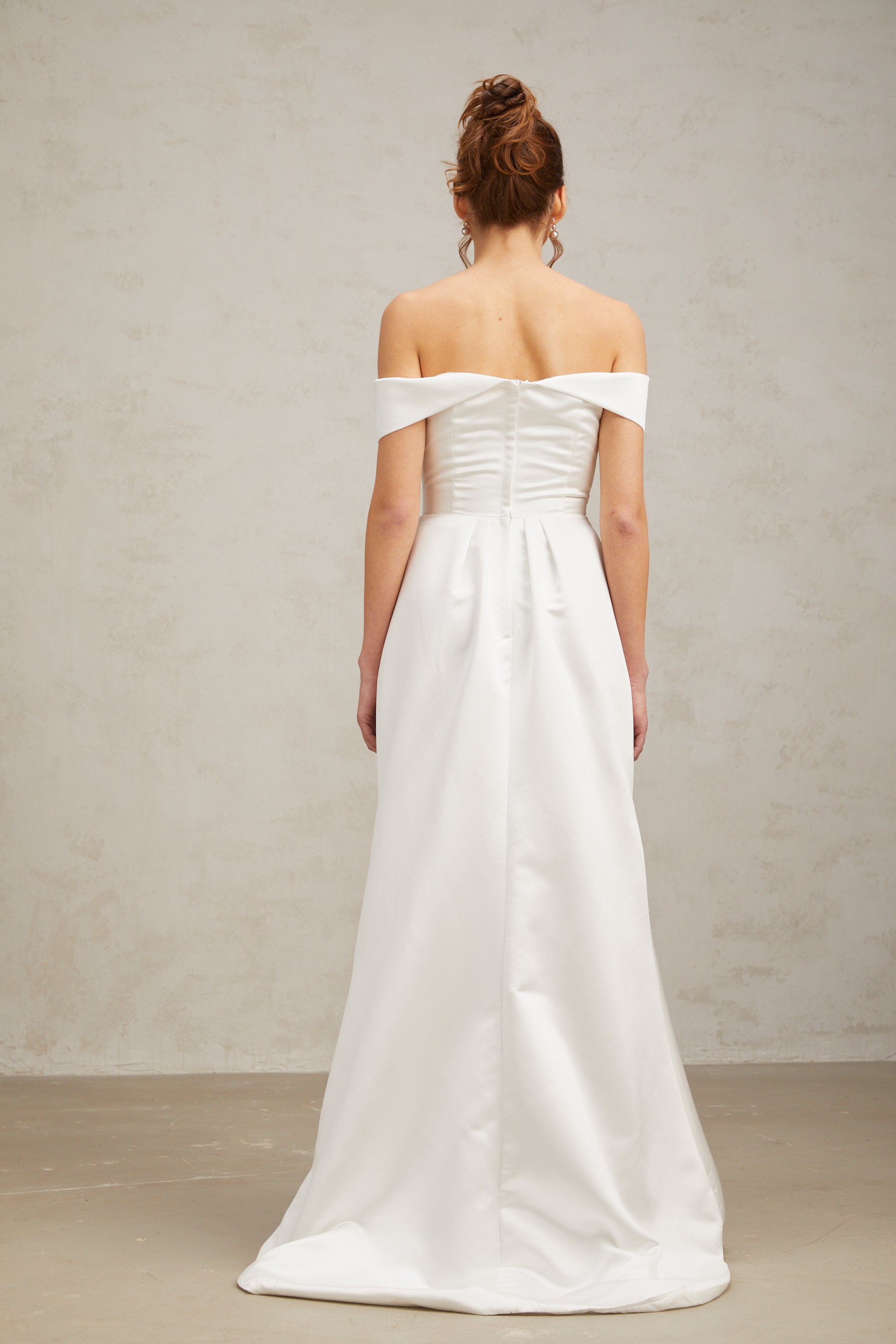 Lucia white off-shoulder ruched satin maxi dress (US Only)