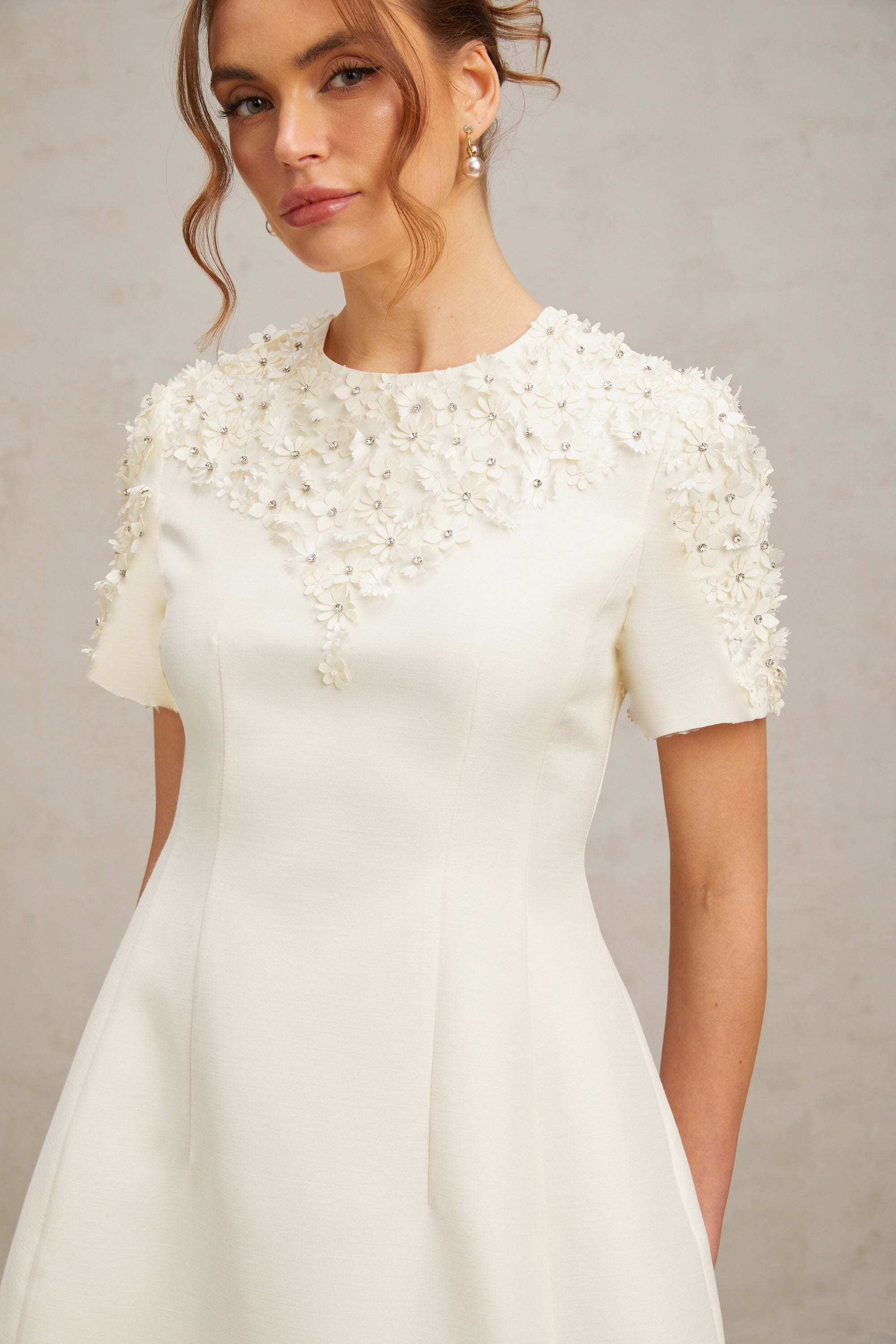 Adrienne floral-appliqué mini dress