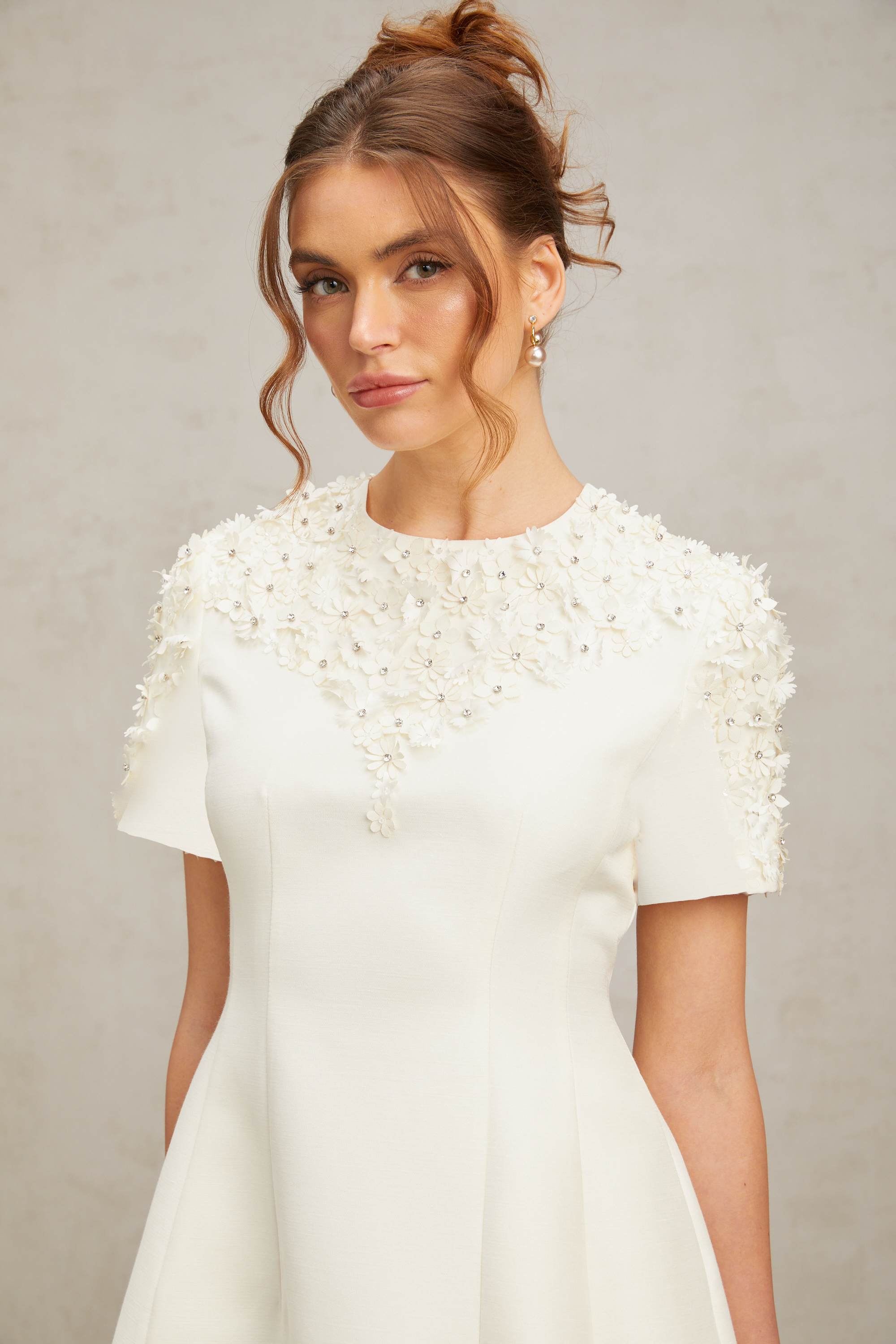 Adrienne floral-appliqué mini dress