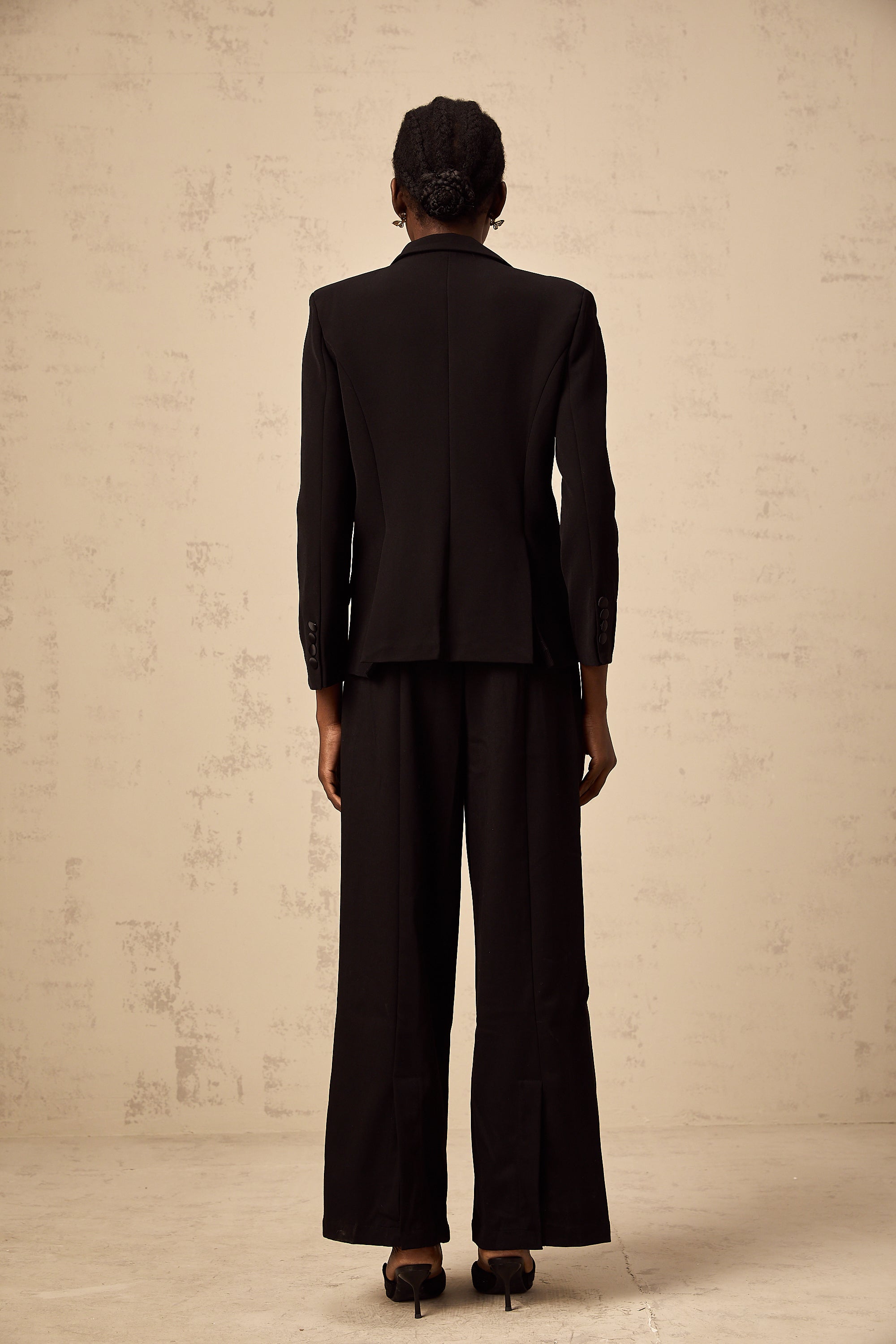 Ximena black bead-embroidered blazer