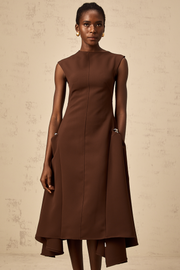 Jenifier brown asymmetrical midi dress
