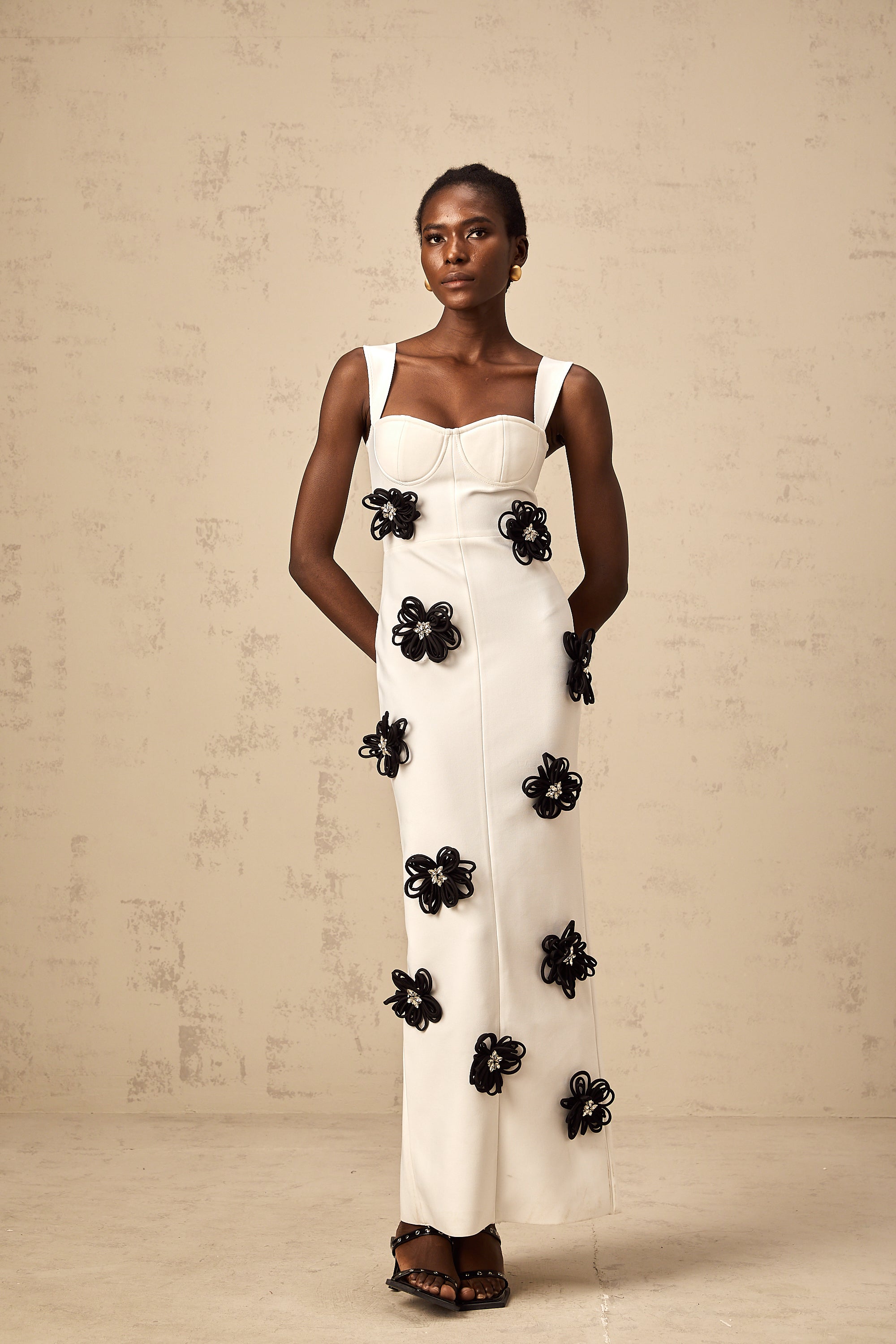 Olivia white floral-appliqué bandage maxi dress (Final Sale-US Only)