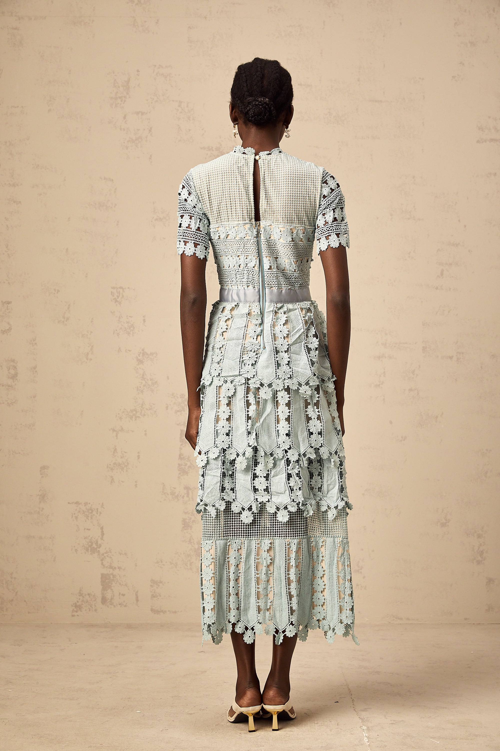 Océane green floral embroidered midi dress (Final Sale-US Only)