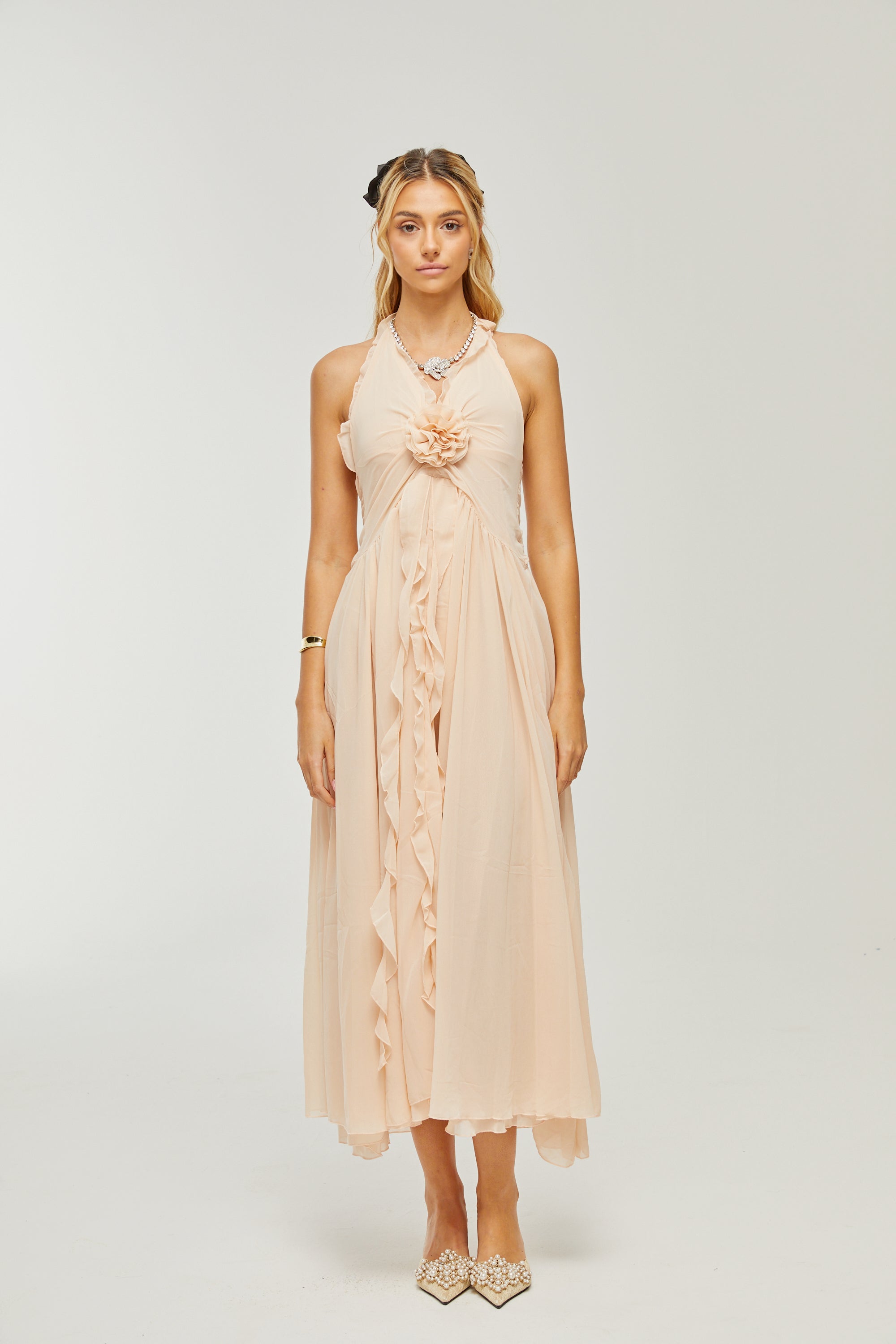 Élodie ruffled faux-flower maxi dress (Final Sale-US Only)