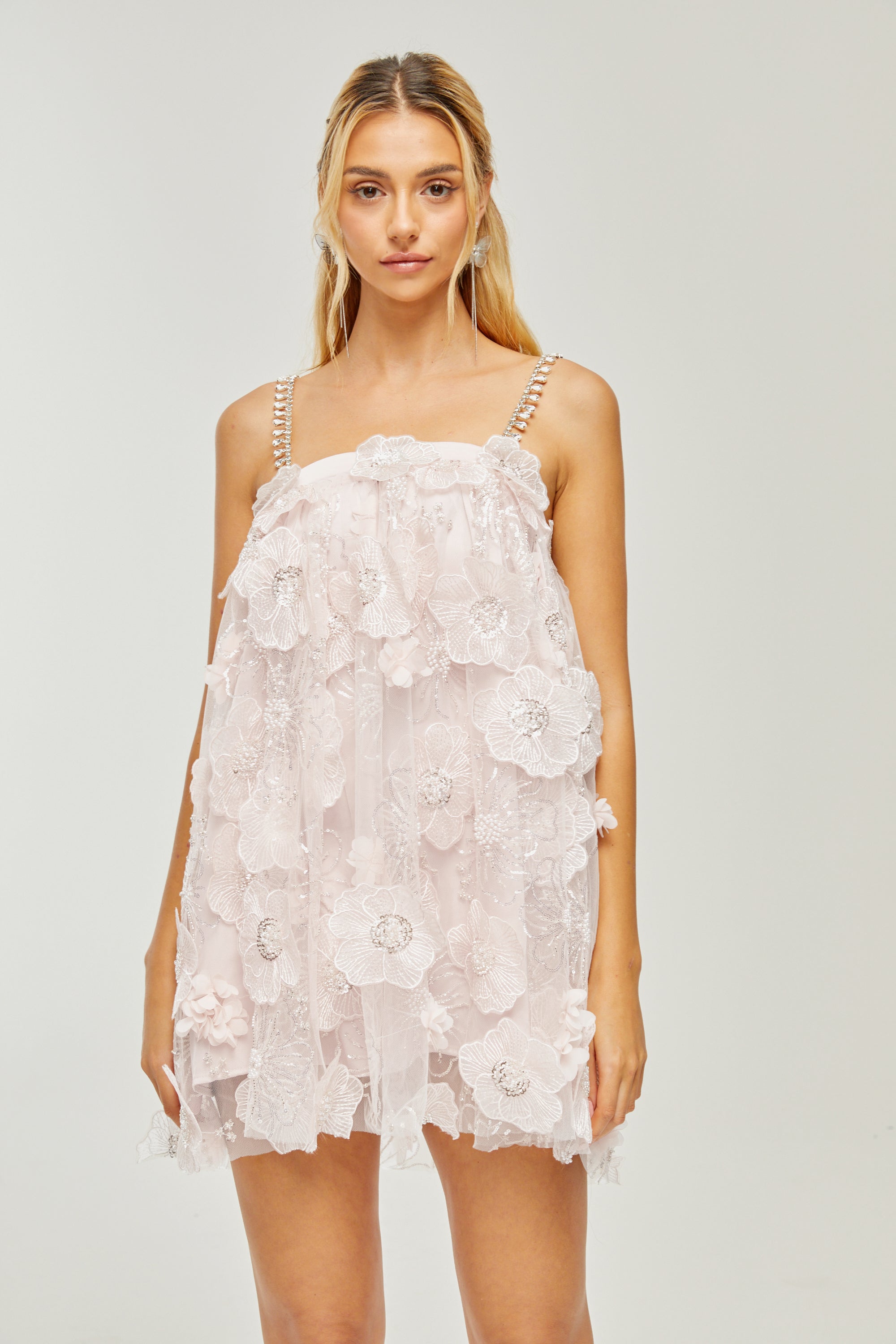 Valérie crystal-embellished floral mini dress