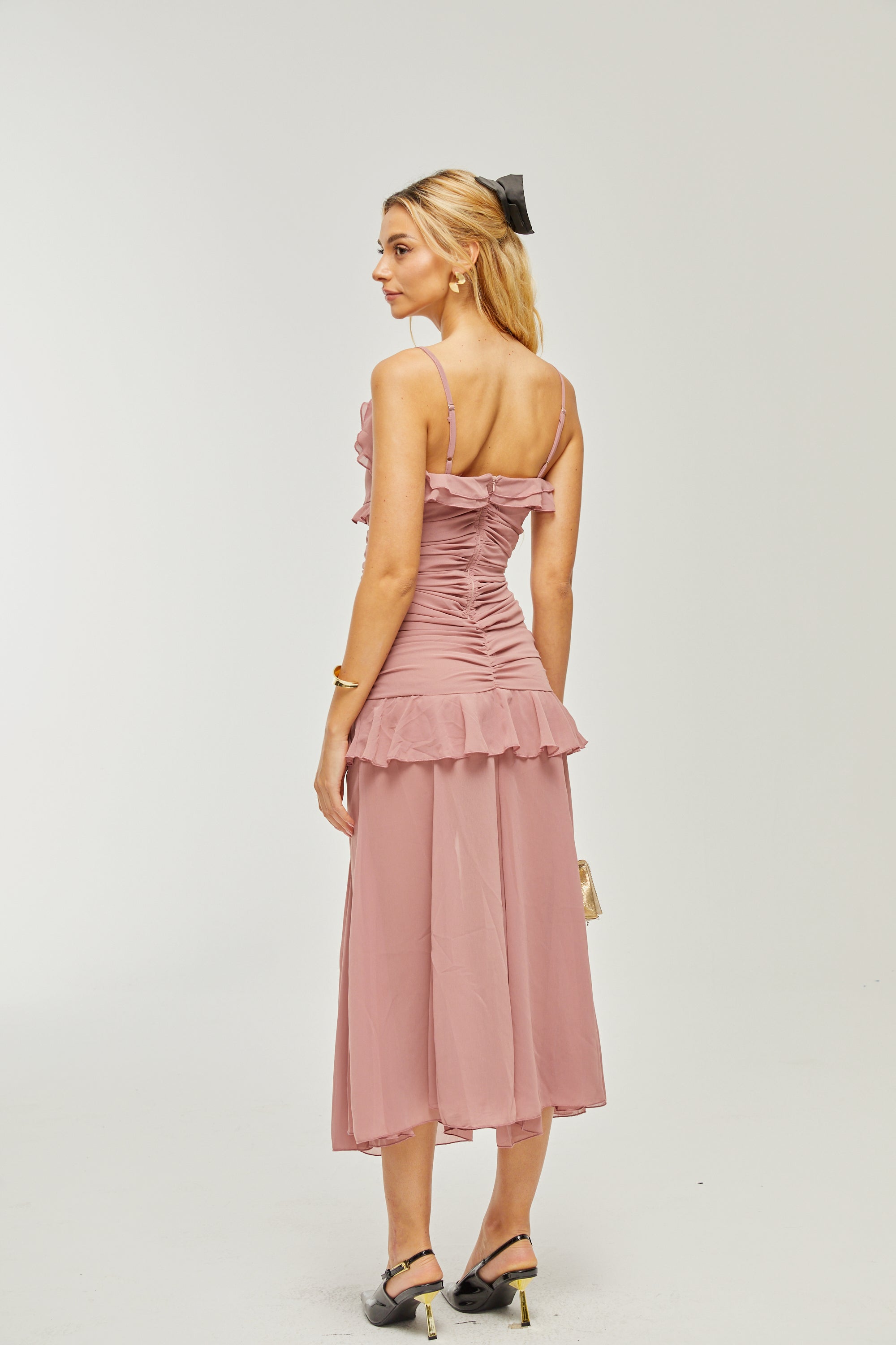 Geneviève pleated faux-flower midi dress (US Only)