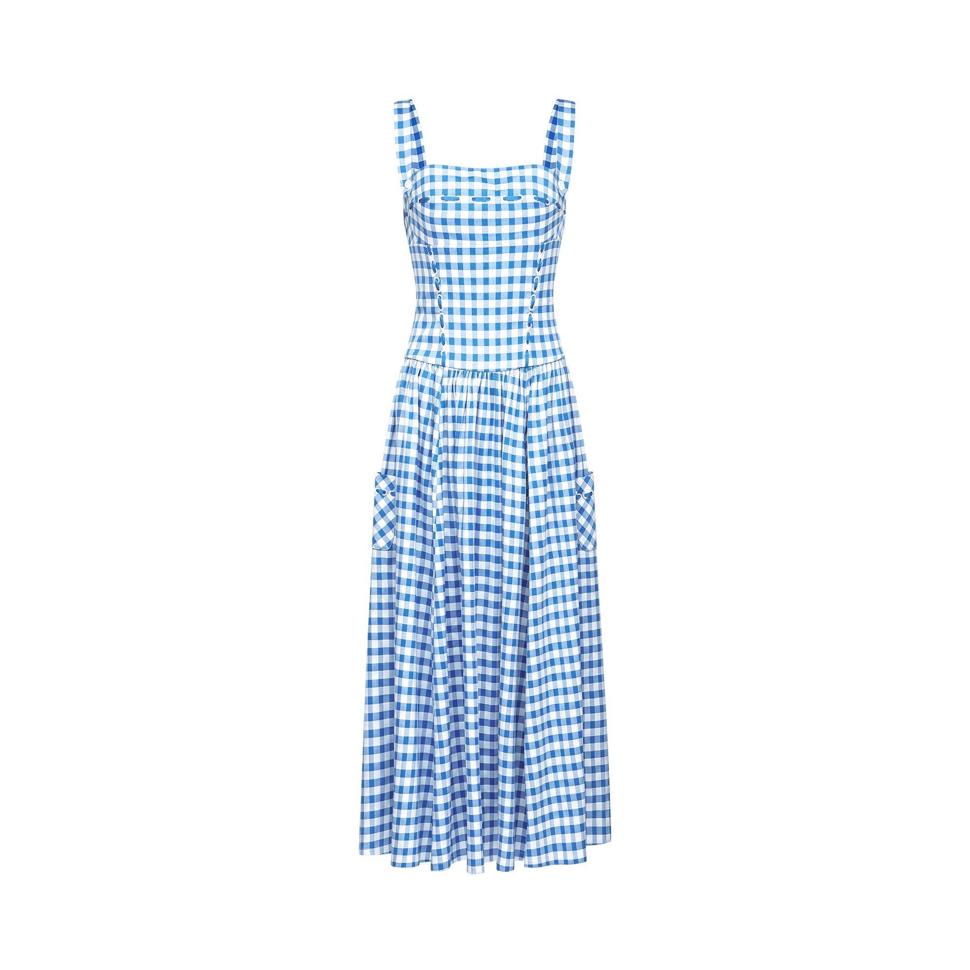 Diane blue gingham midi dress