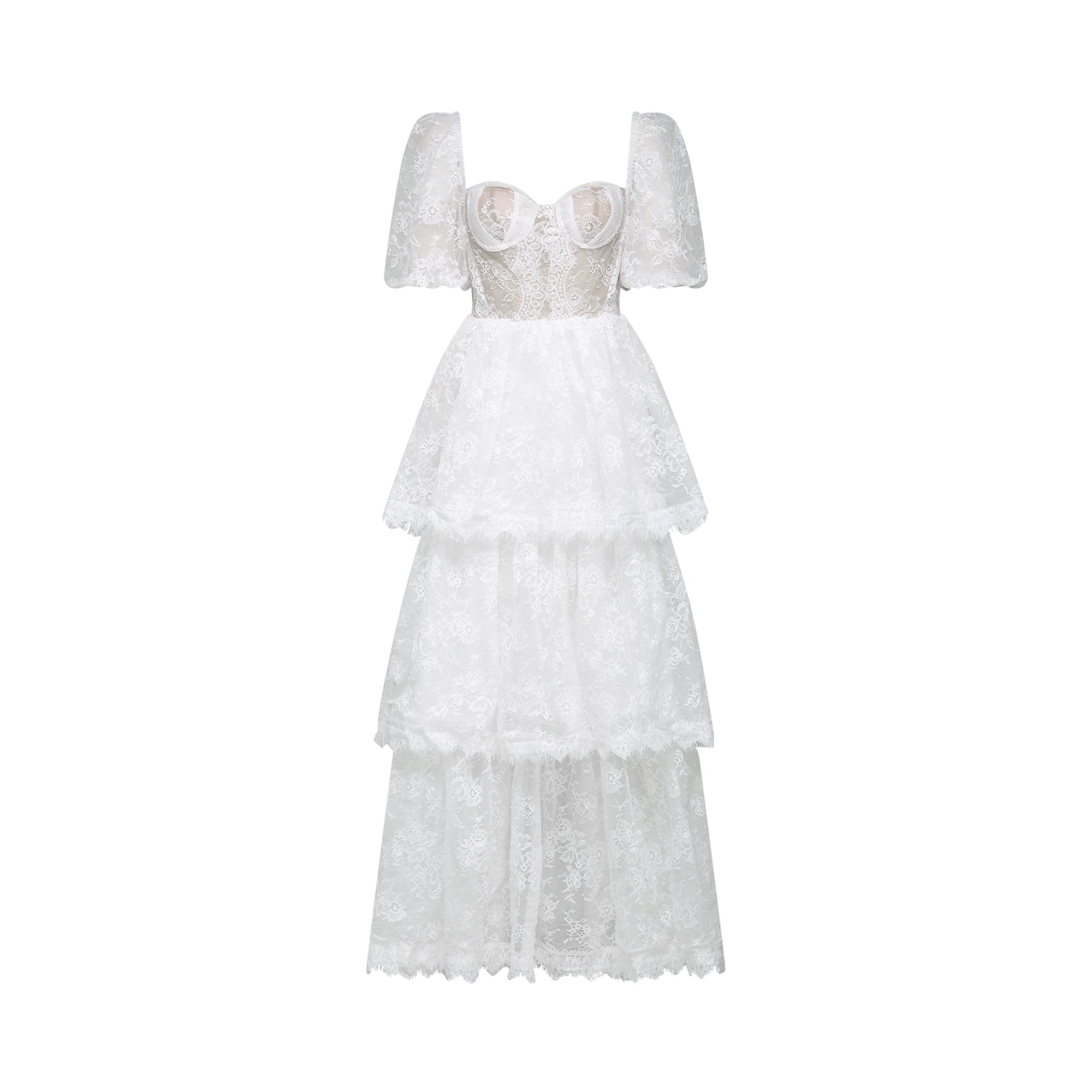Mélisande layered lace-trim midi dress (US Only)